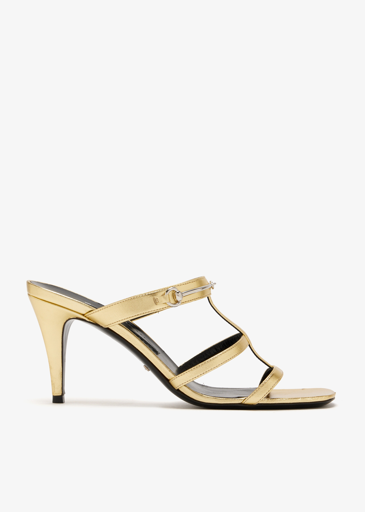 

Slim-Horsebit mules, Gold