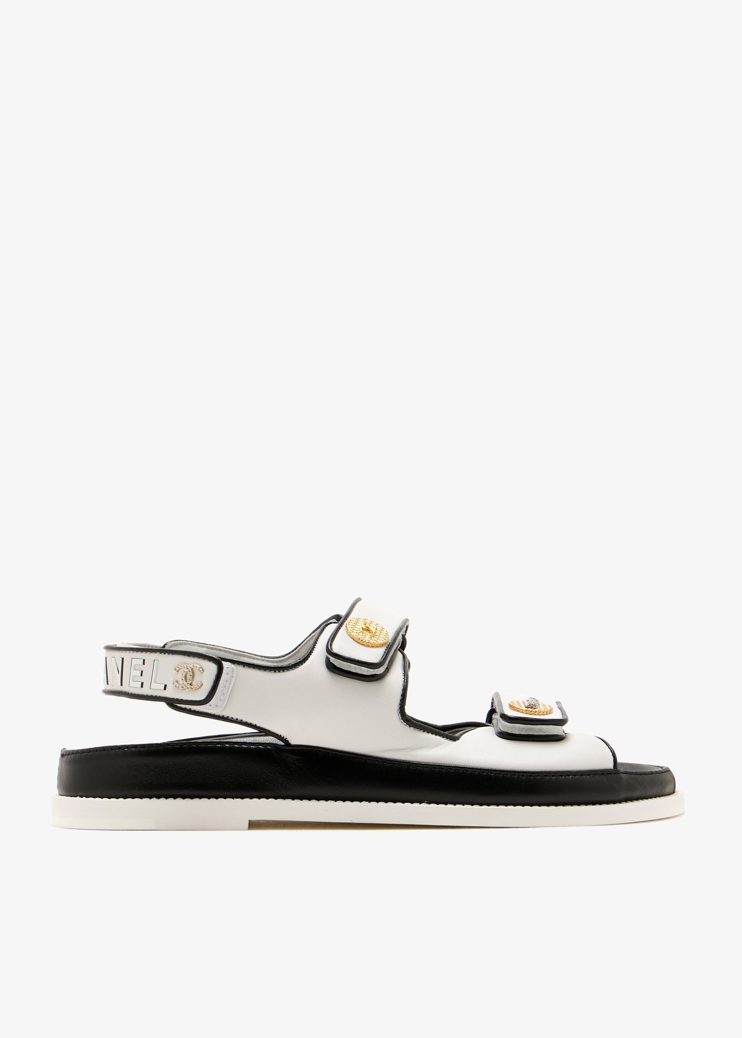 

CC Embellished Dad sandals, White