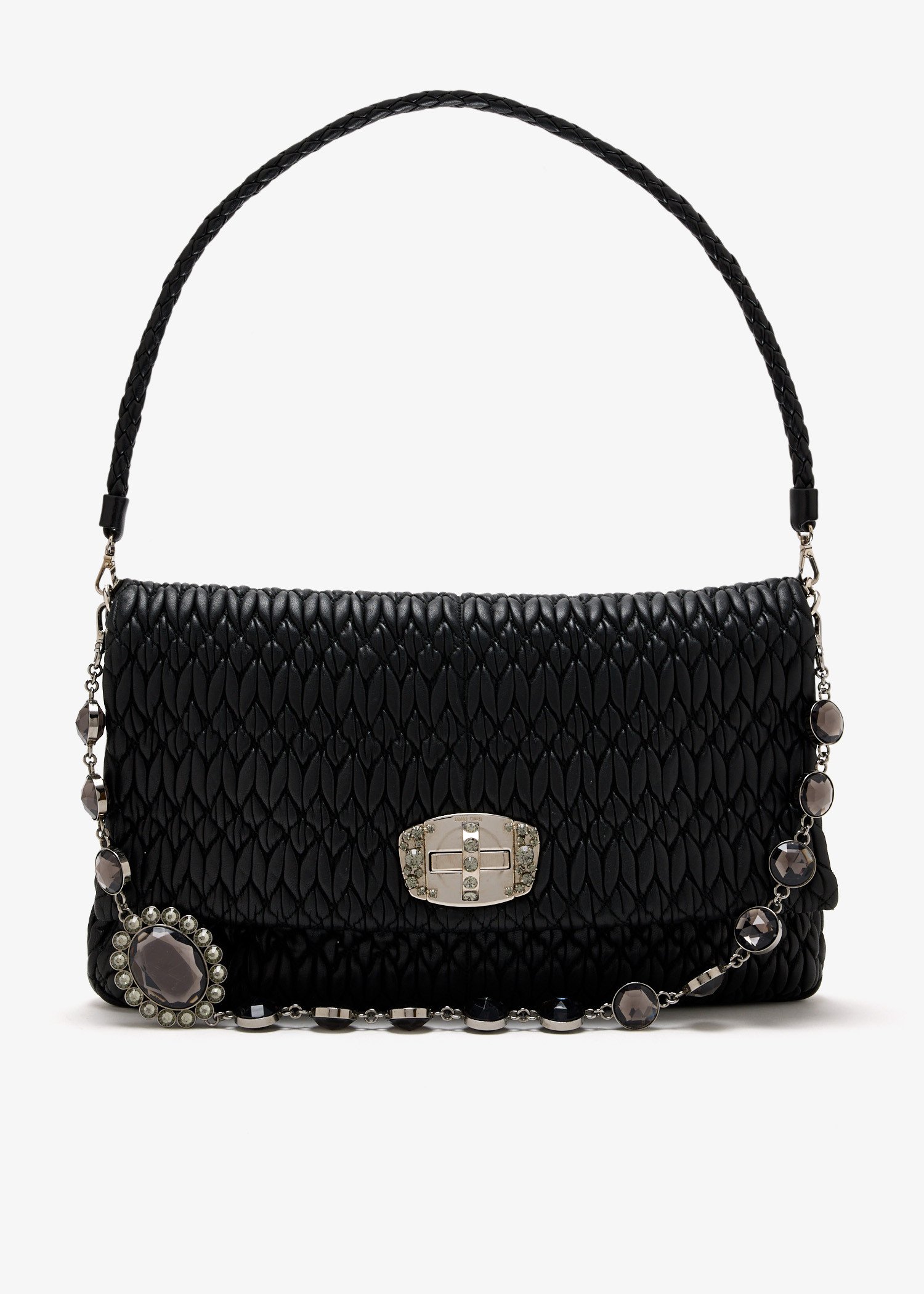 

Quilted crystal shoulder bag, Black