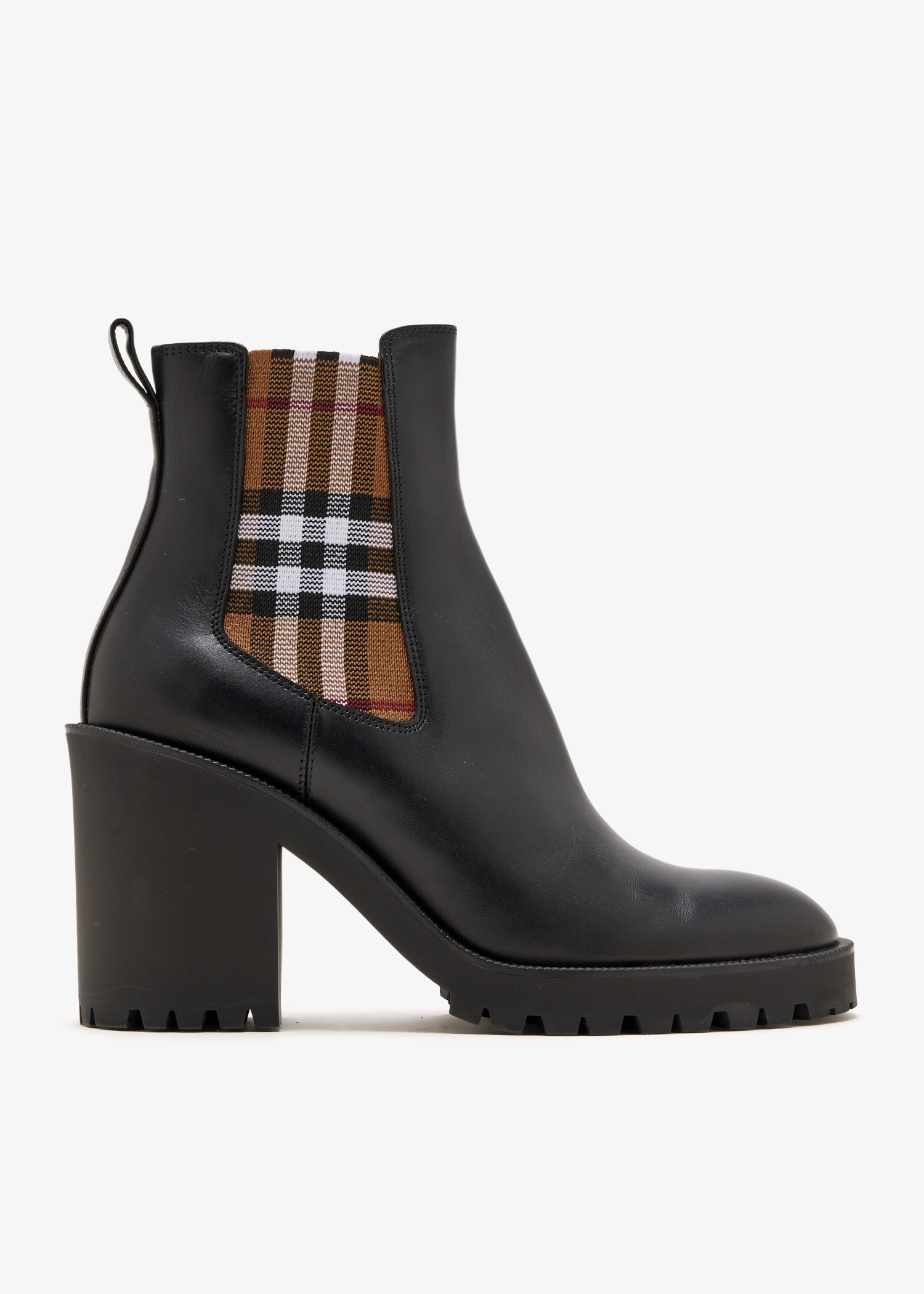 

House Check Paneled boots, Black