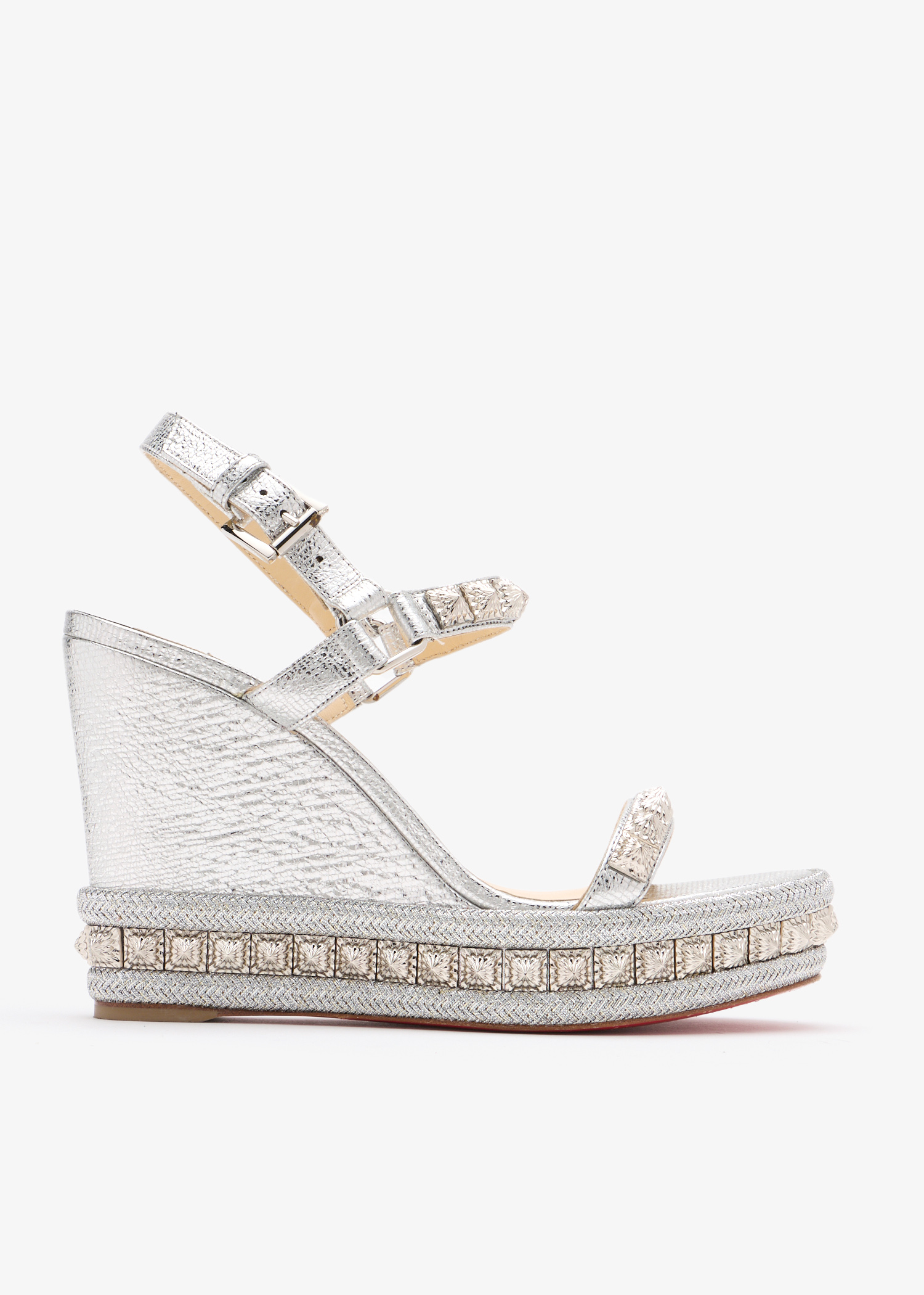 

Pyraclou Spiked wedge sandals, Silver
