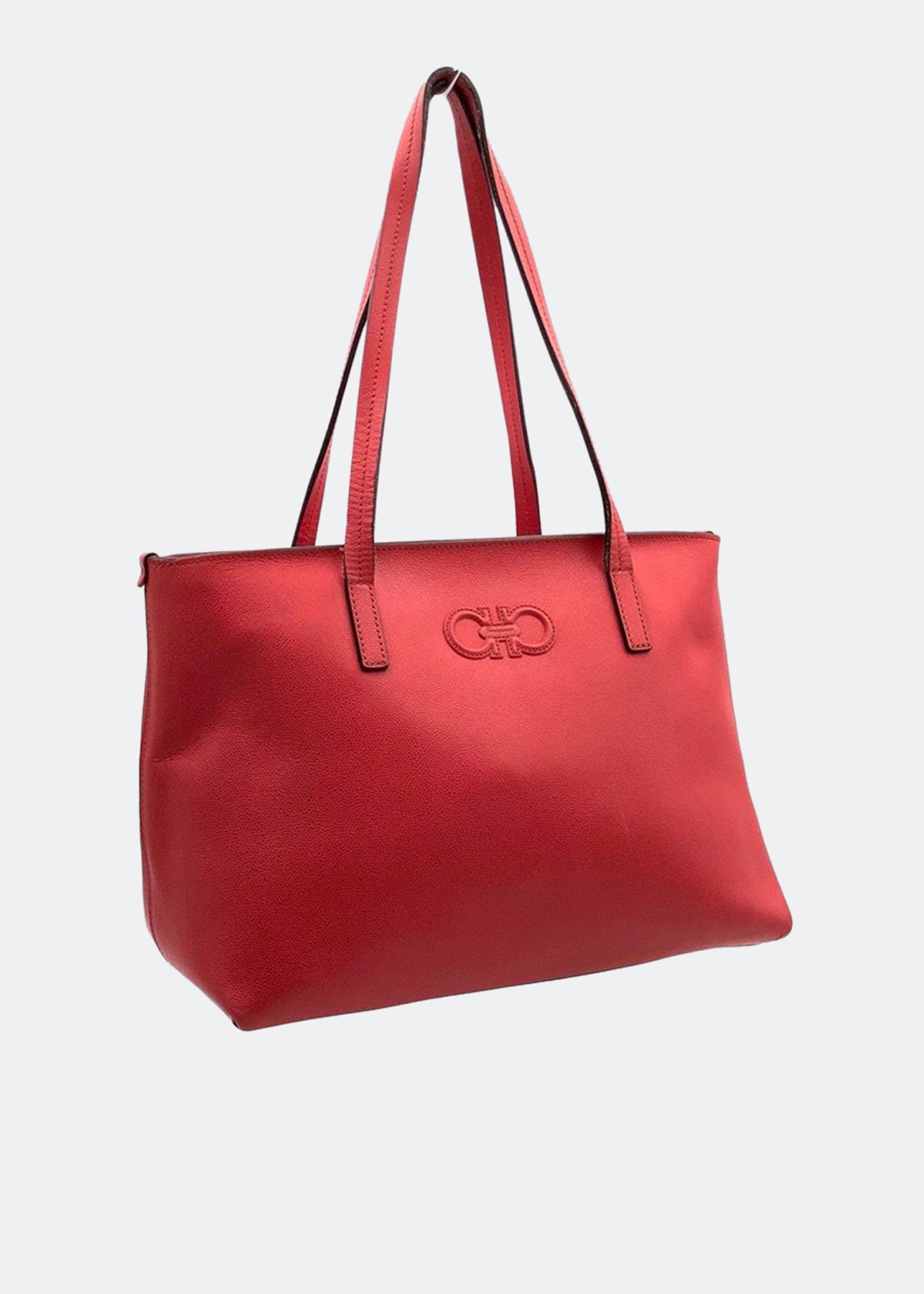 

Tote bag in red grained leather