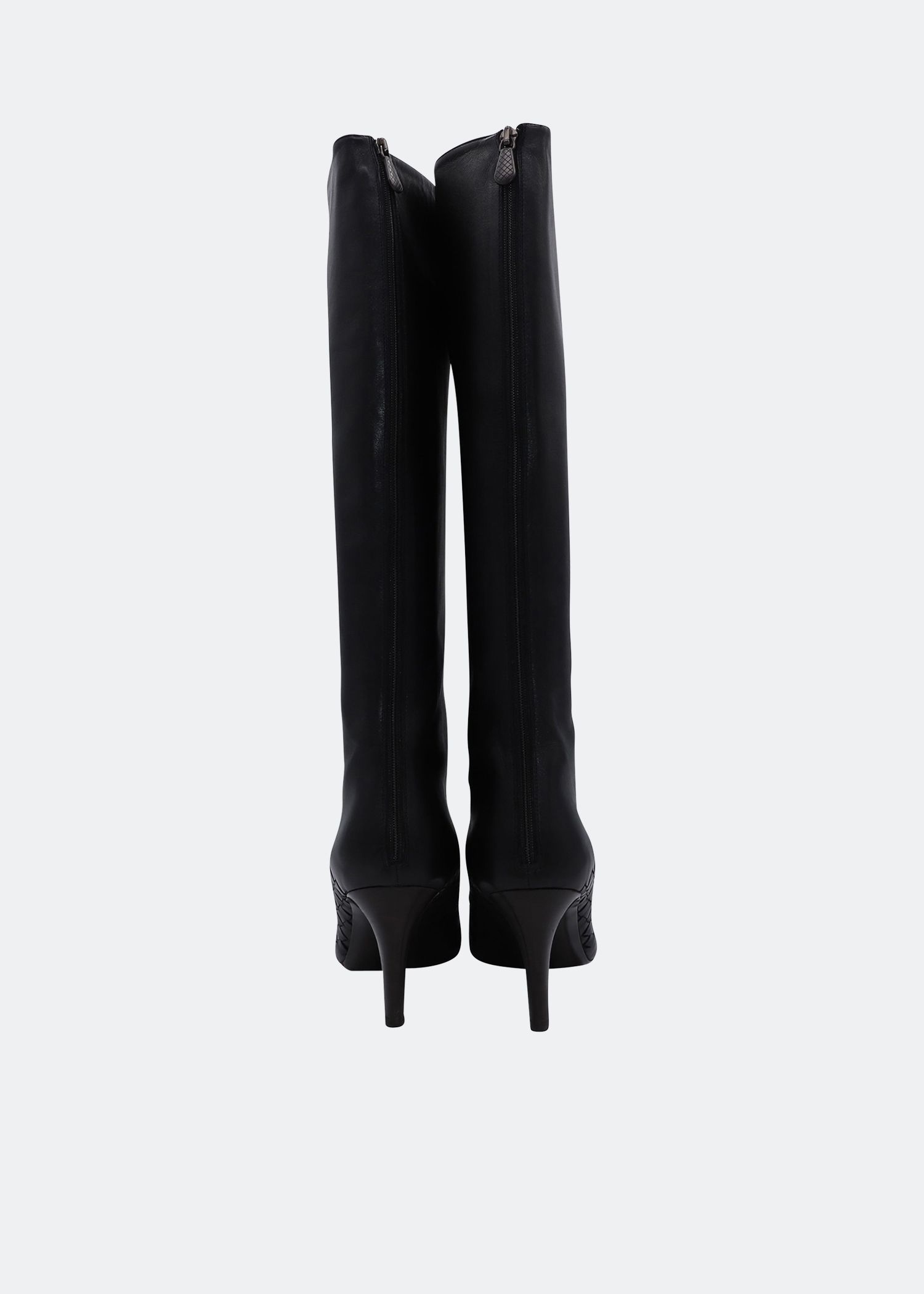 

Intrecciato knee-high boots in black leather