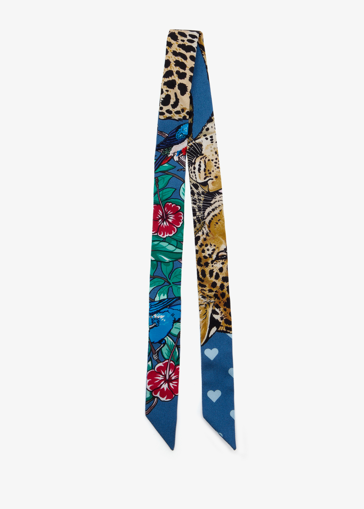 

Jungle Love Love Doll Silk twilly scarf, Blue