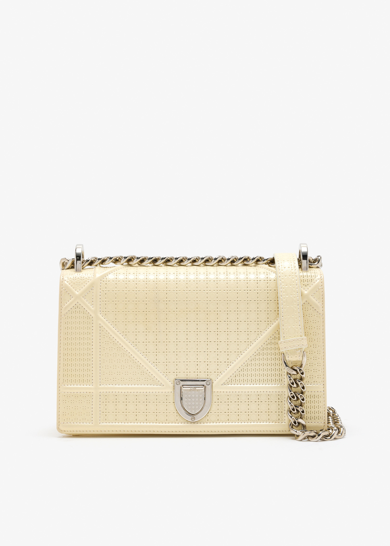 

Diorama medium patent leather bag, White