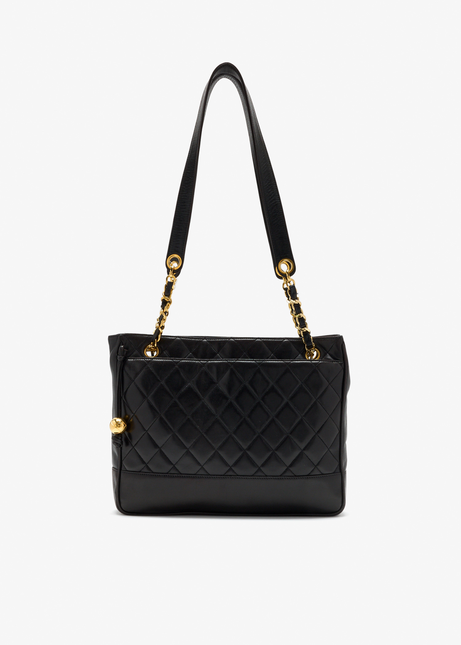 

Quilted leather tote bag, Black