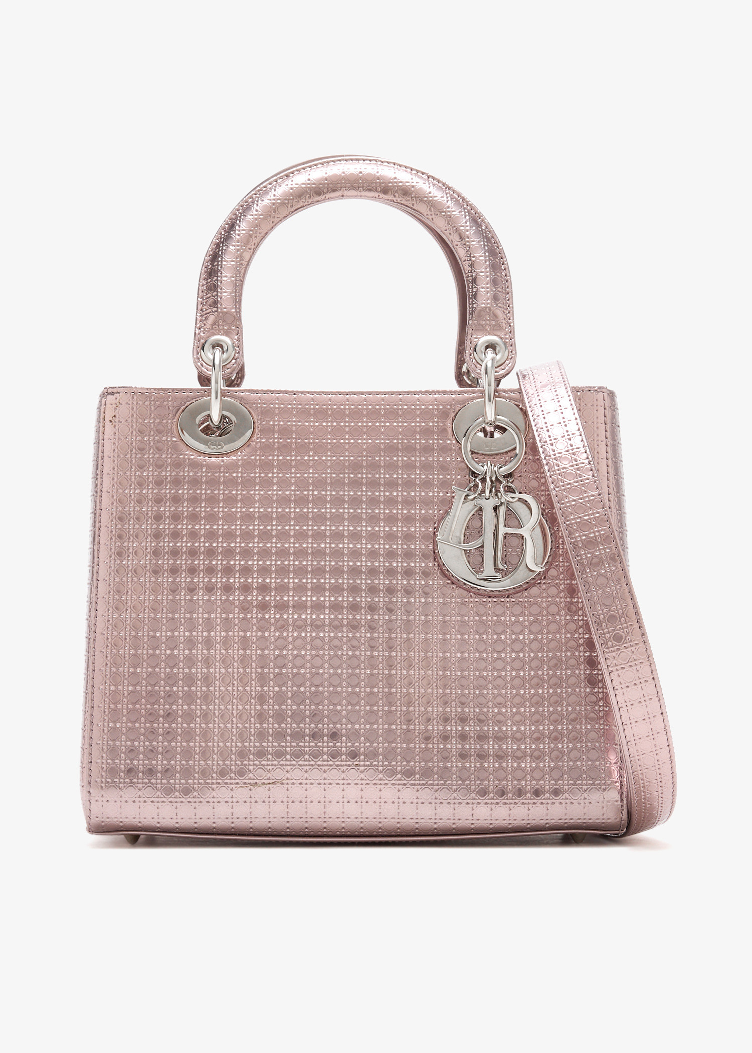 

Medium Microcannage Lady Dior bag, Pink