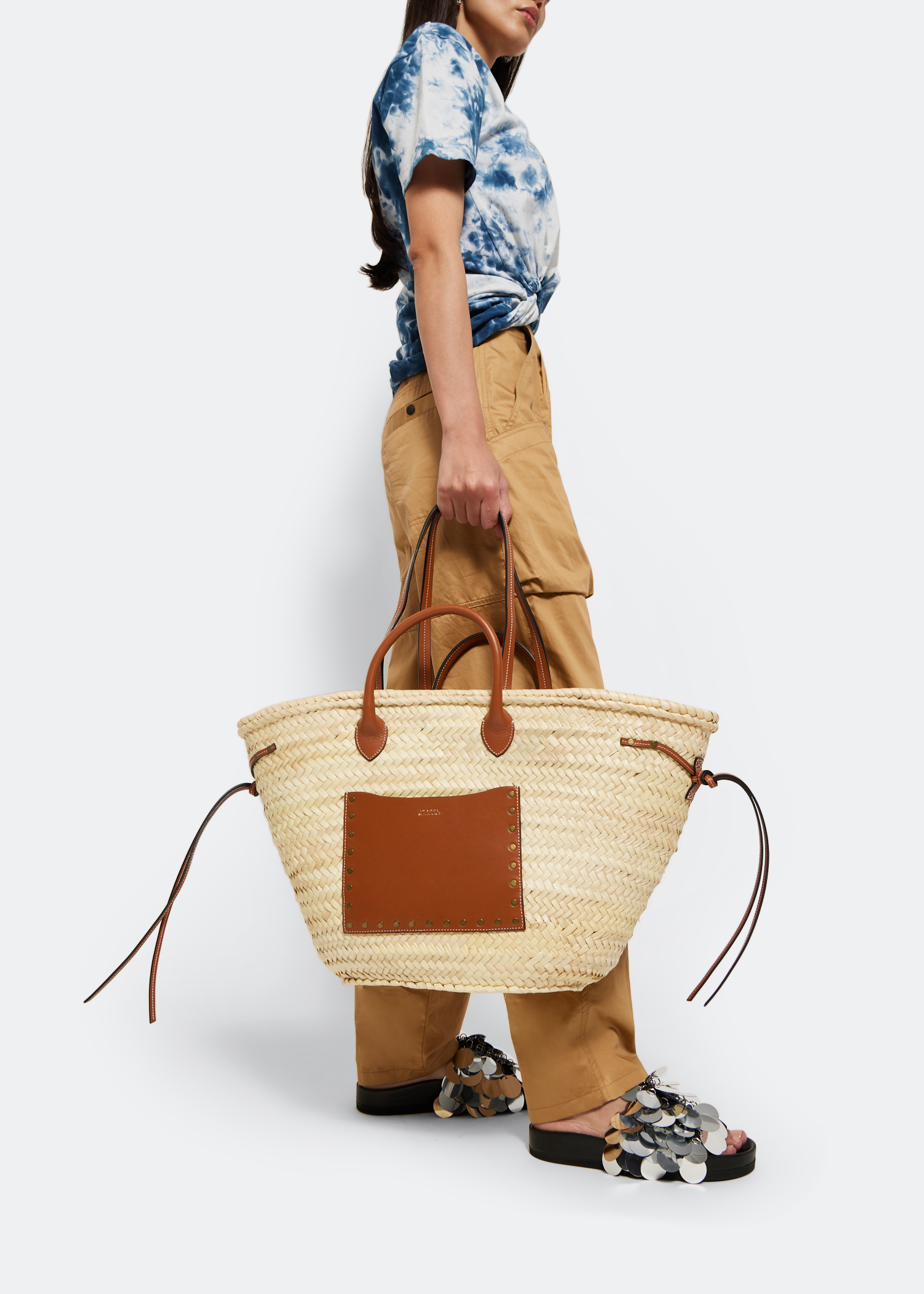 

Cadix straw tote bag, Beige