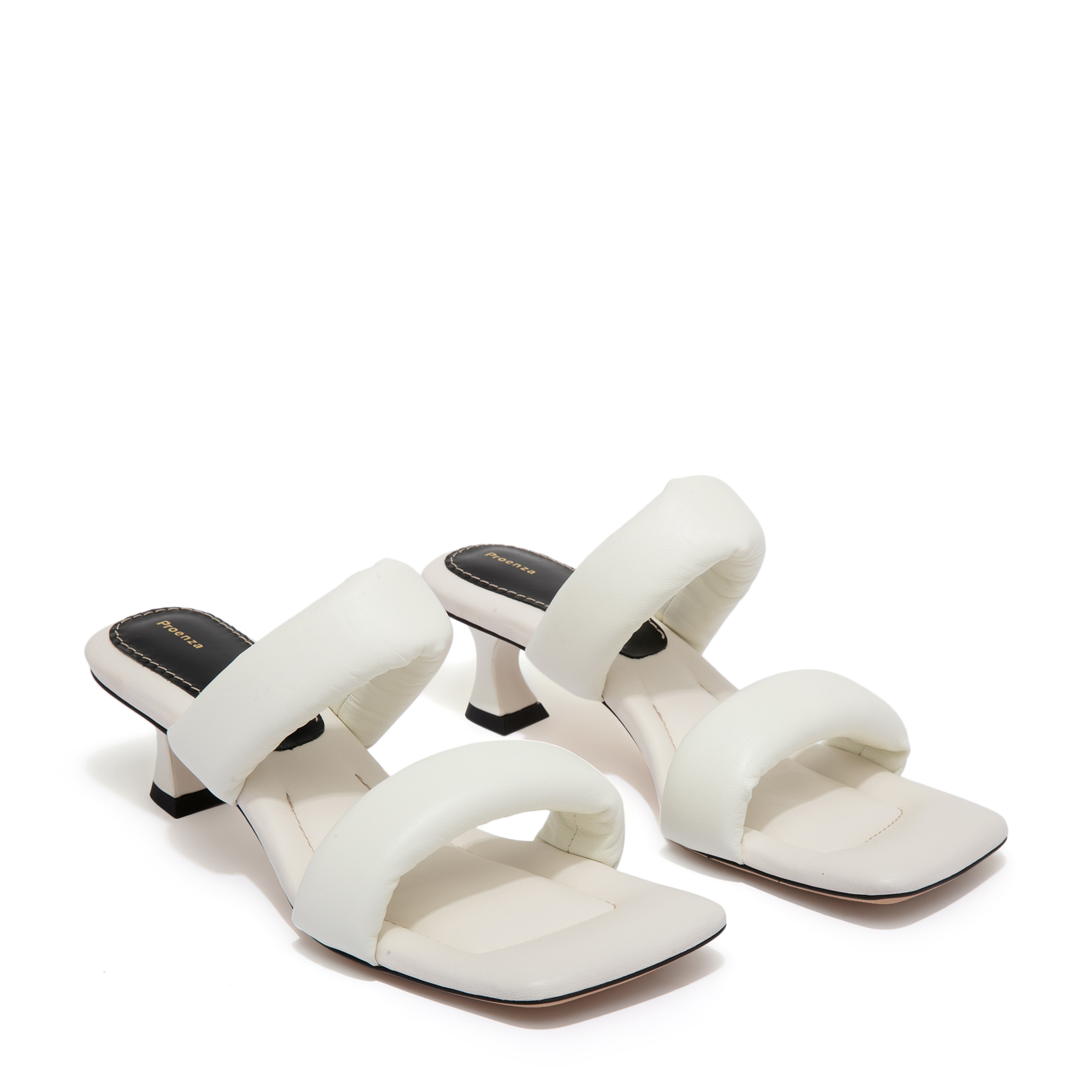 

Puffy strap sandals, White