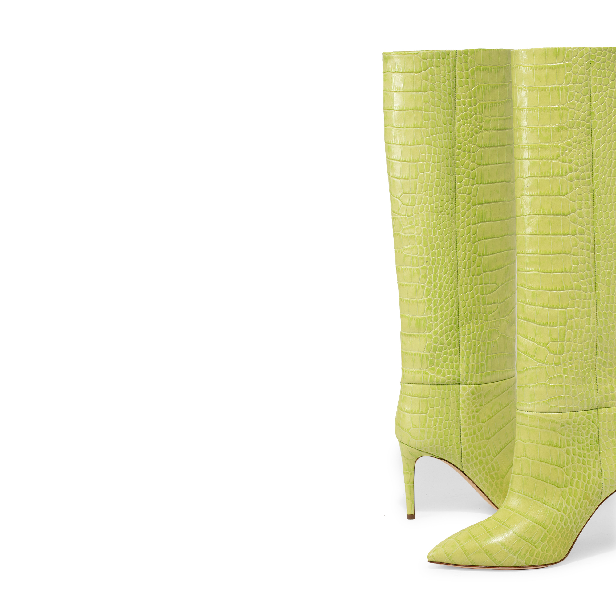 

Croc-embossed leather boots, Green