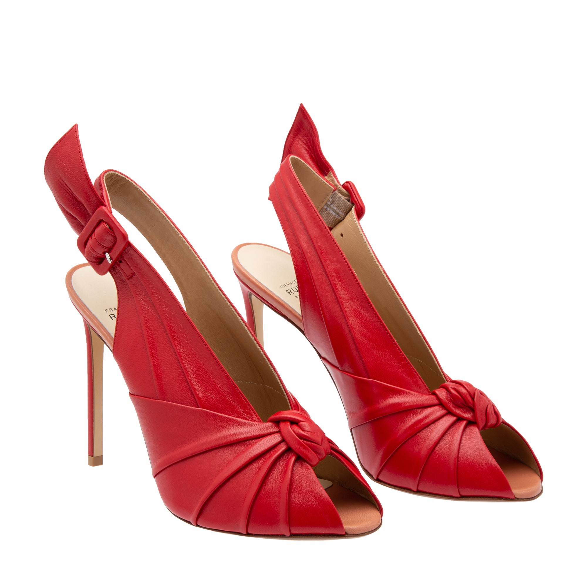

Peep-toe leather pumps, Red