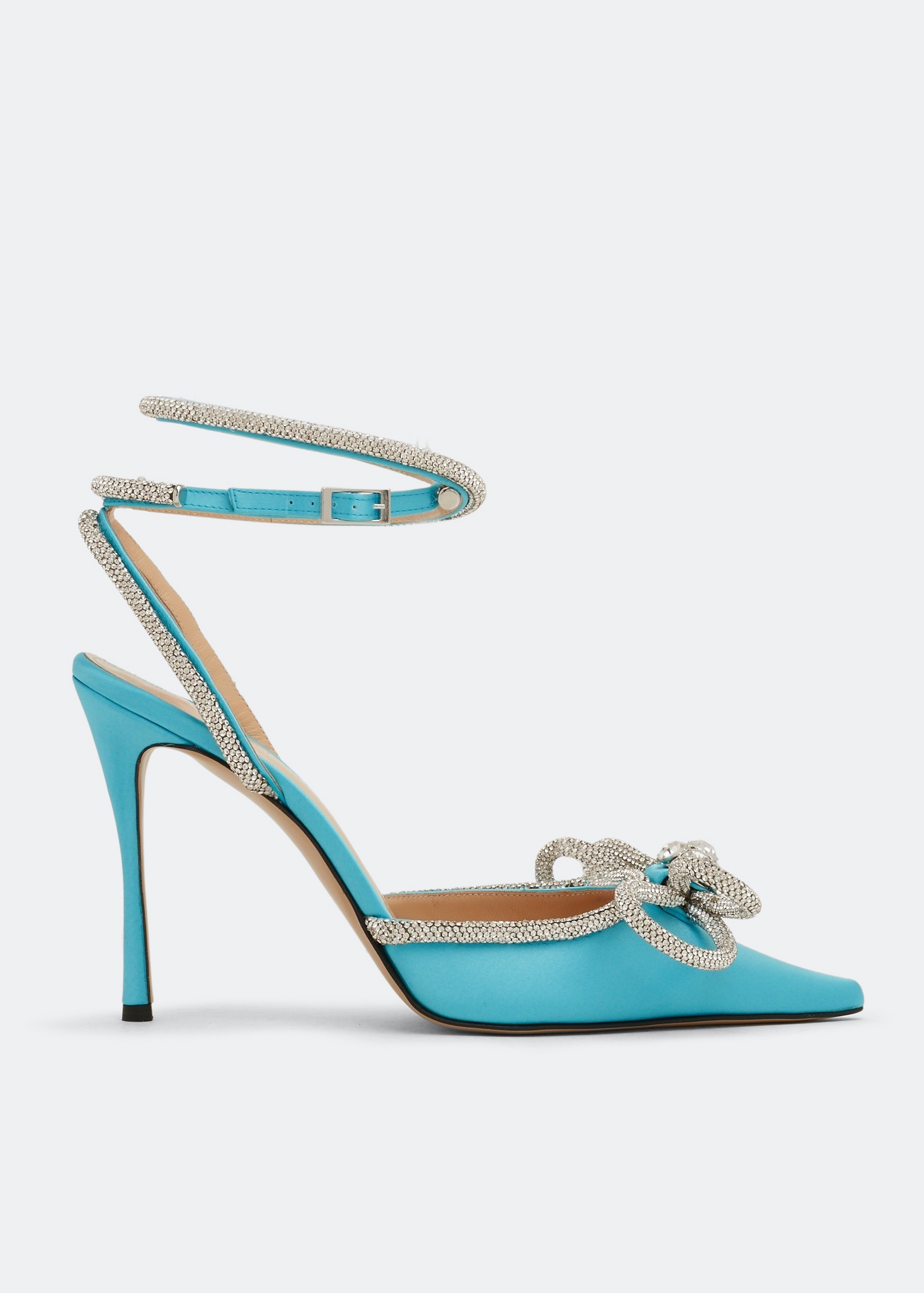

Double bow satin pumps, Blue