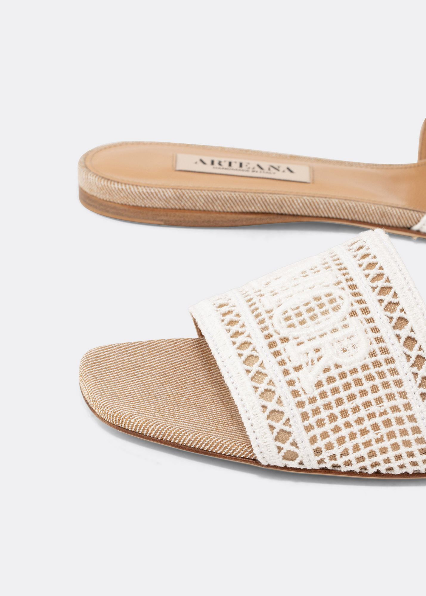 

Roma flat mules, White