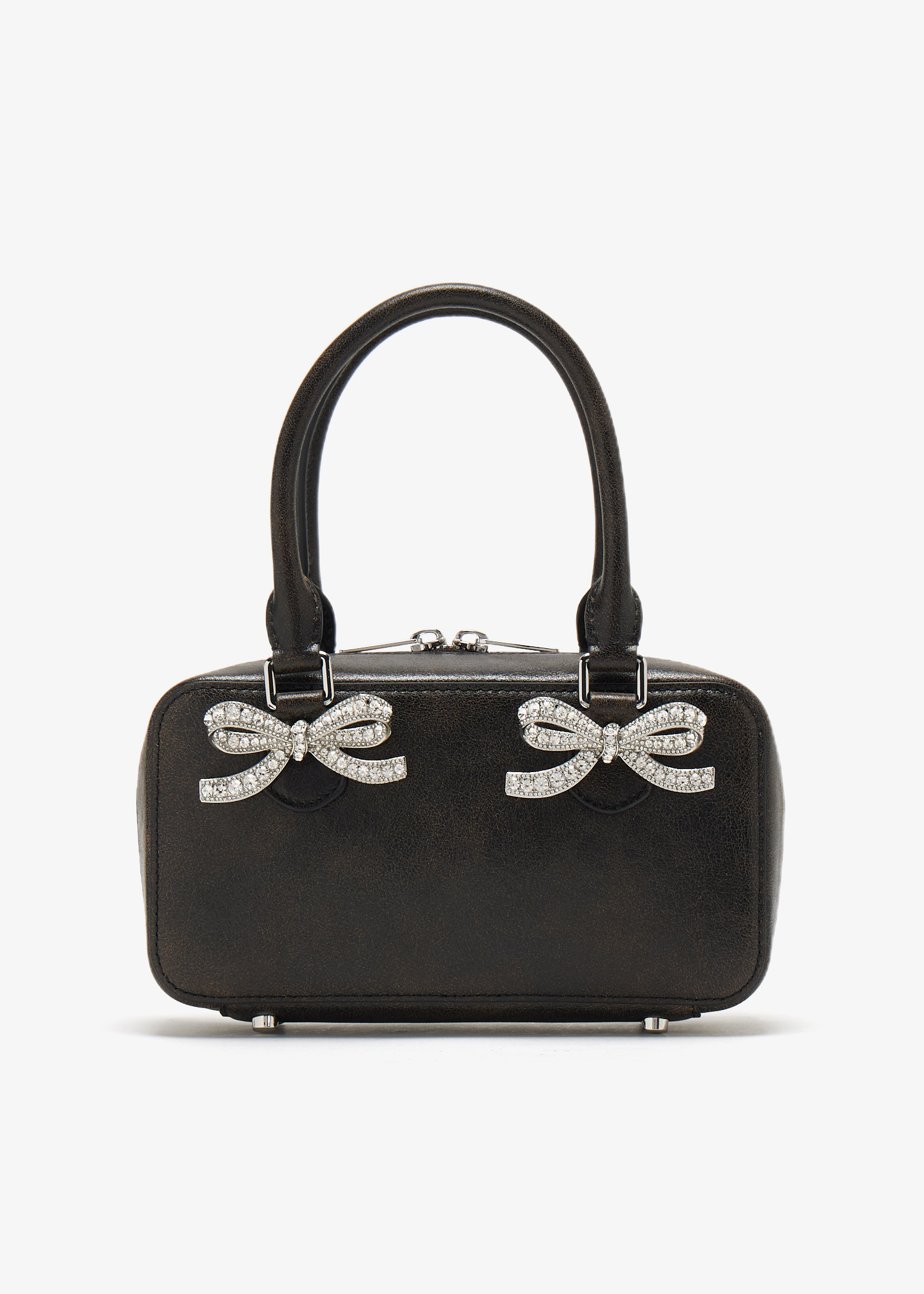 

Distressed mini tote bag, Black