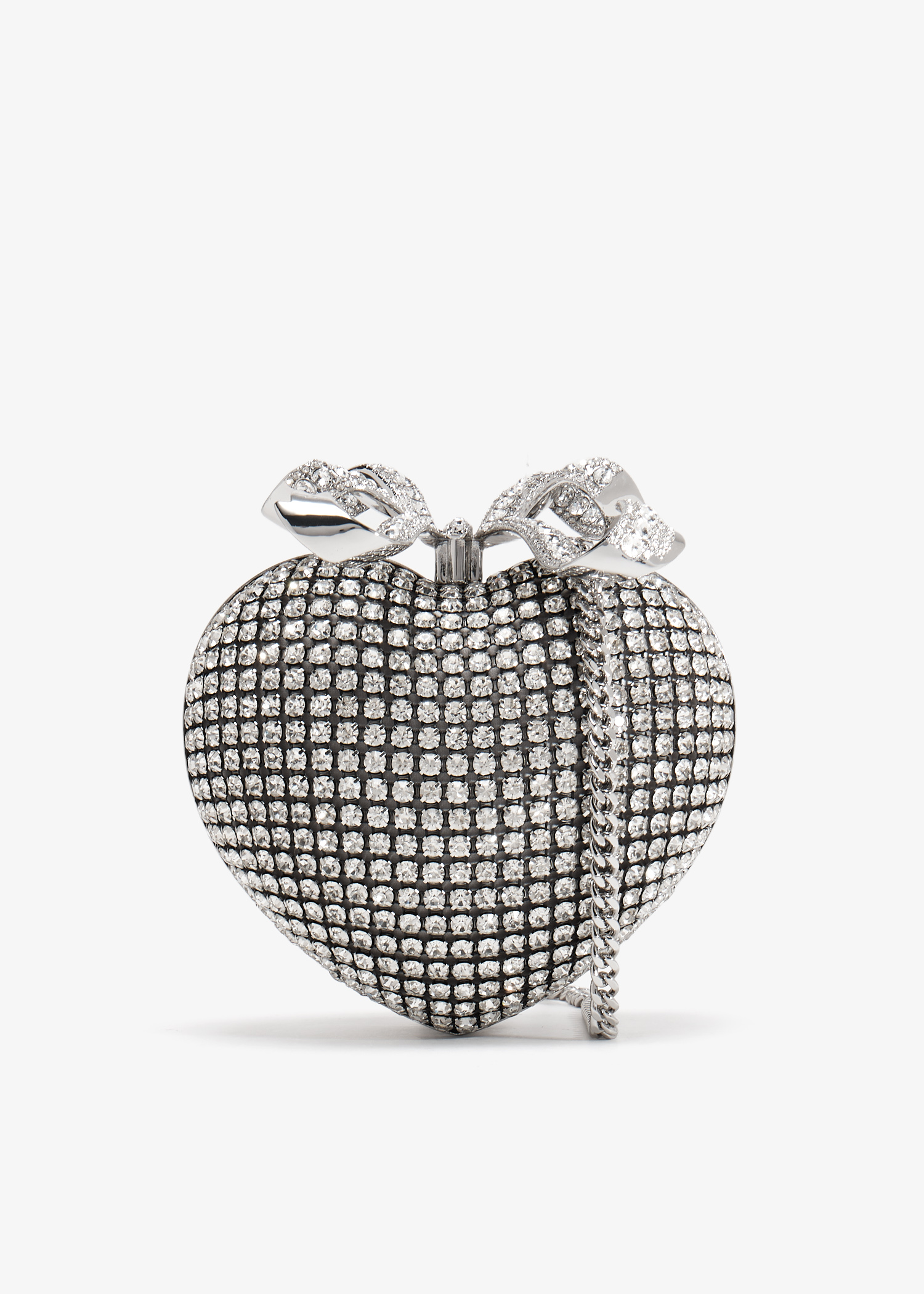 

Crystal Heart clutch, Silver