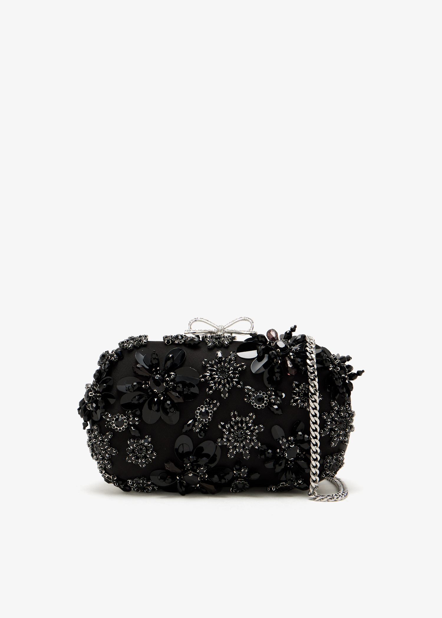 

Floral Crystal embellished clutch, Black