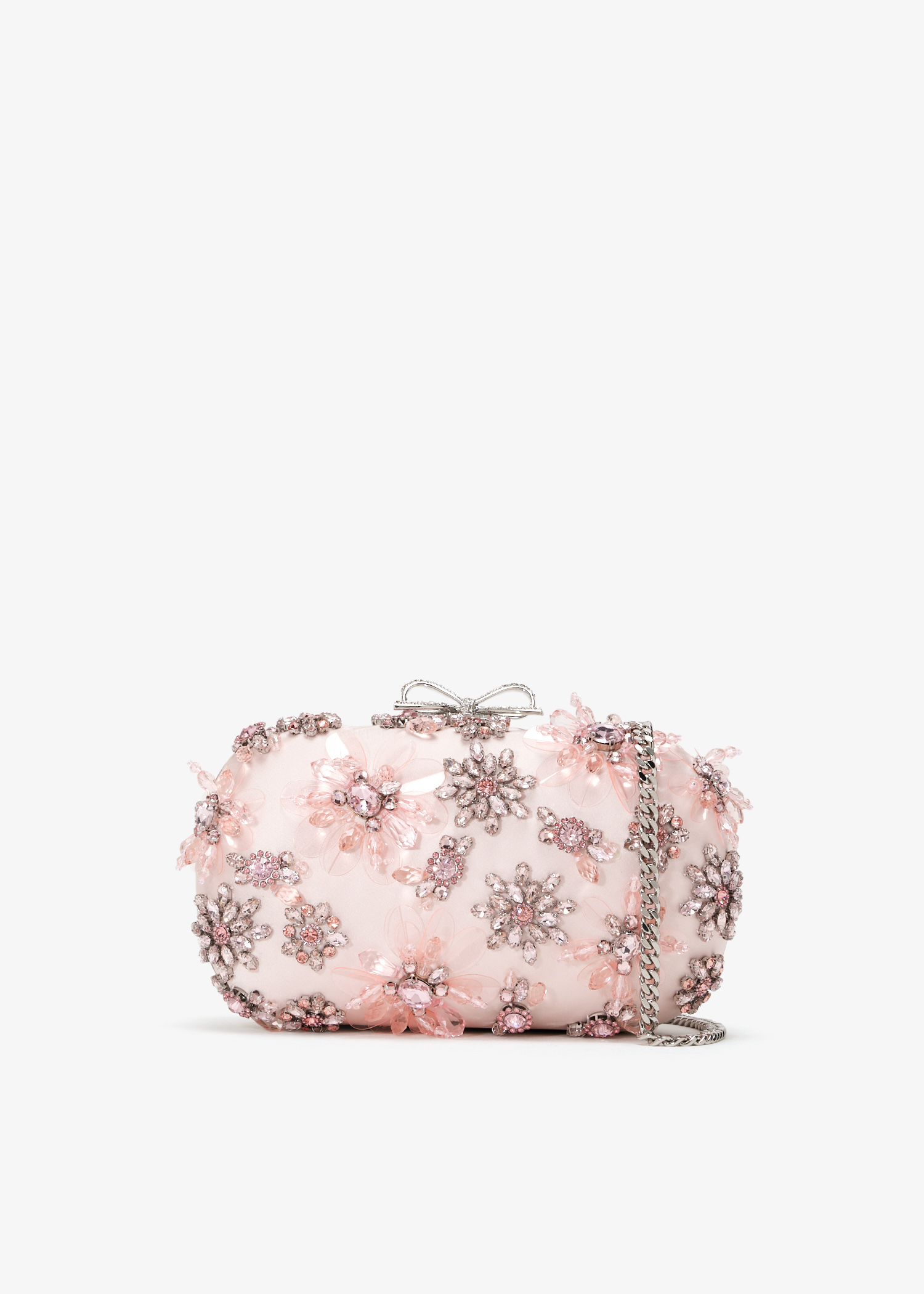 

Floral Crystal embellished clutch, Pink