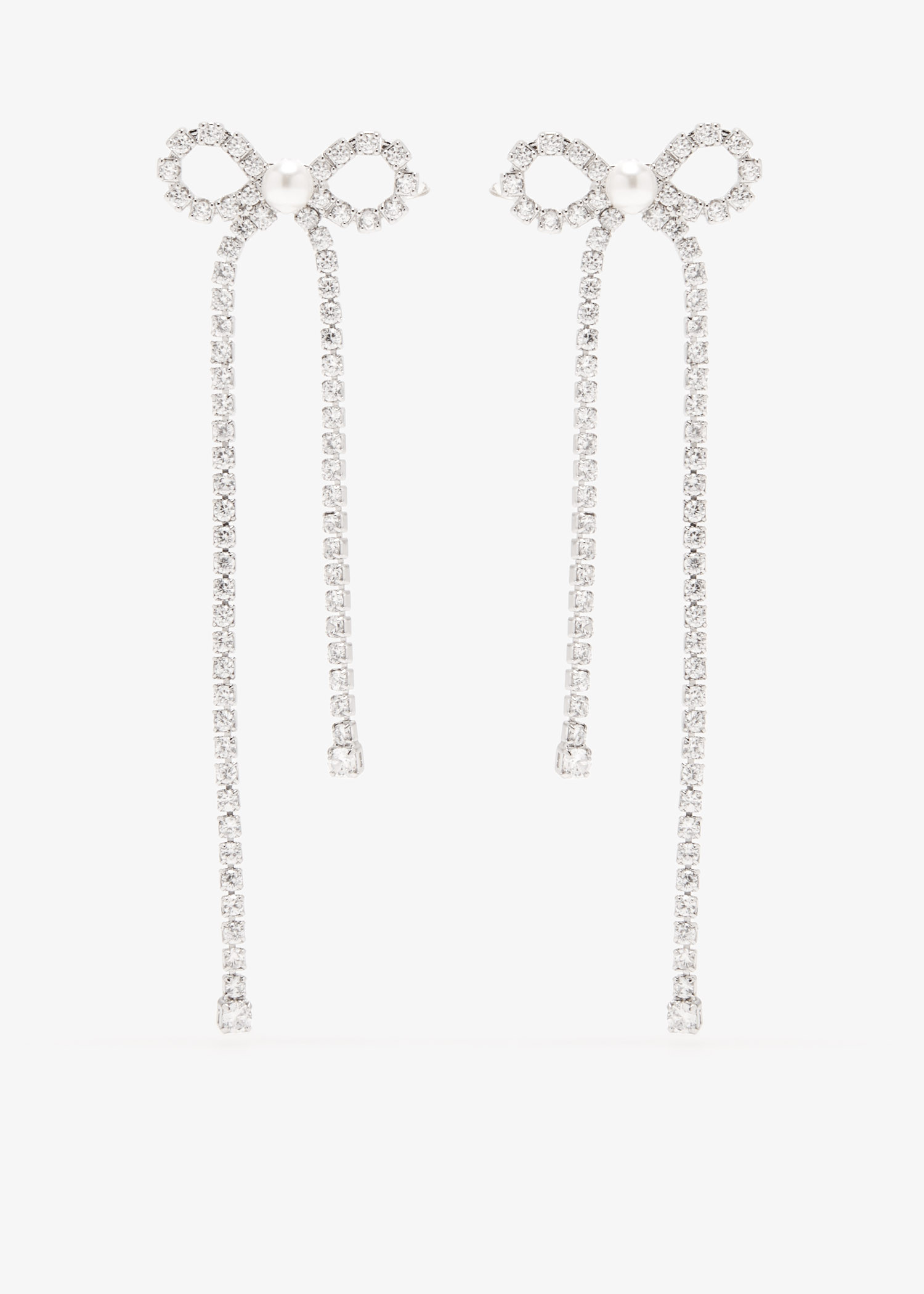 

Crystal Bow droplet earrings, Silver
