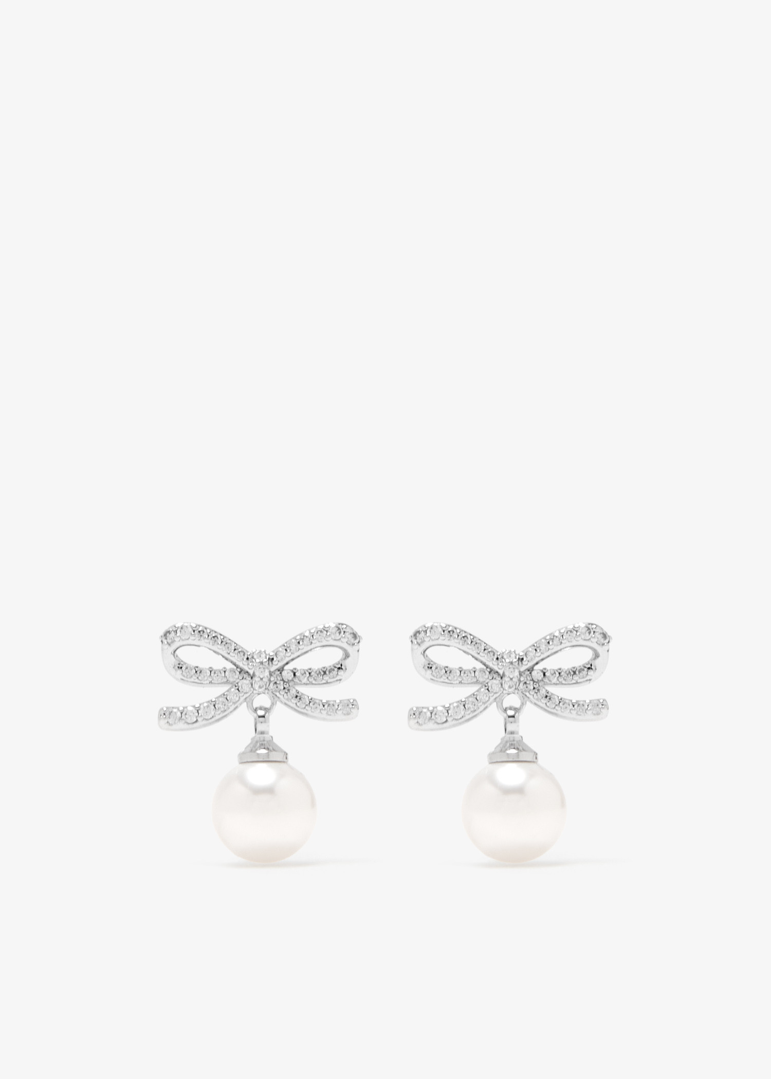 

Bow pearl earrings, Silver