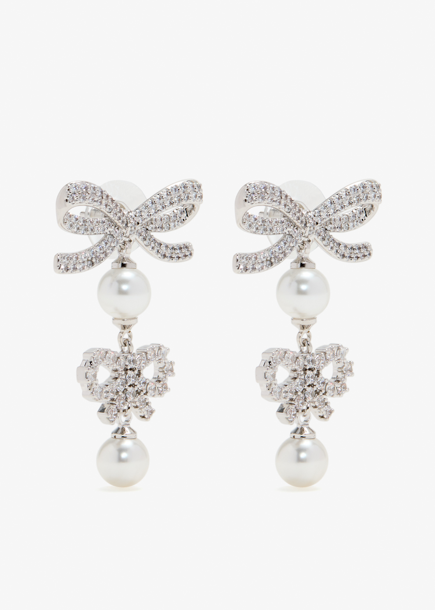 

Double Bow pearl earrings, Silver