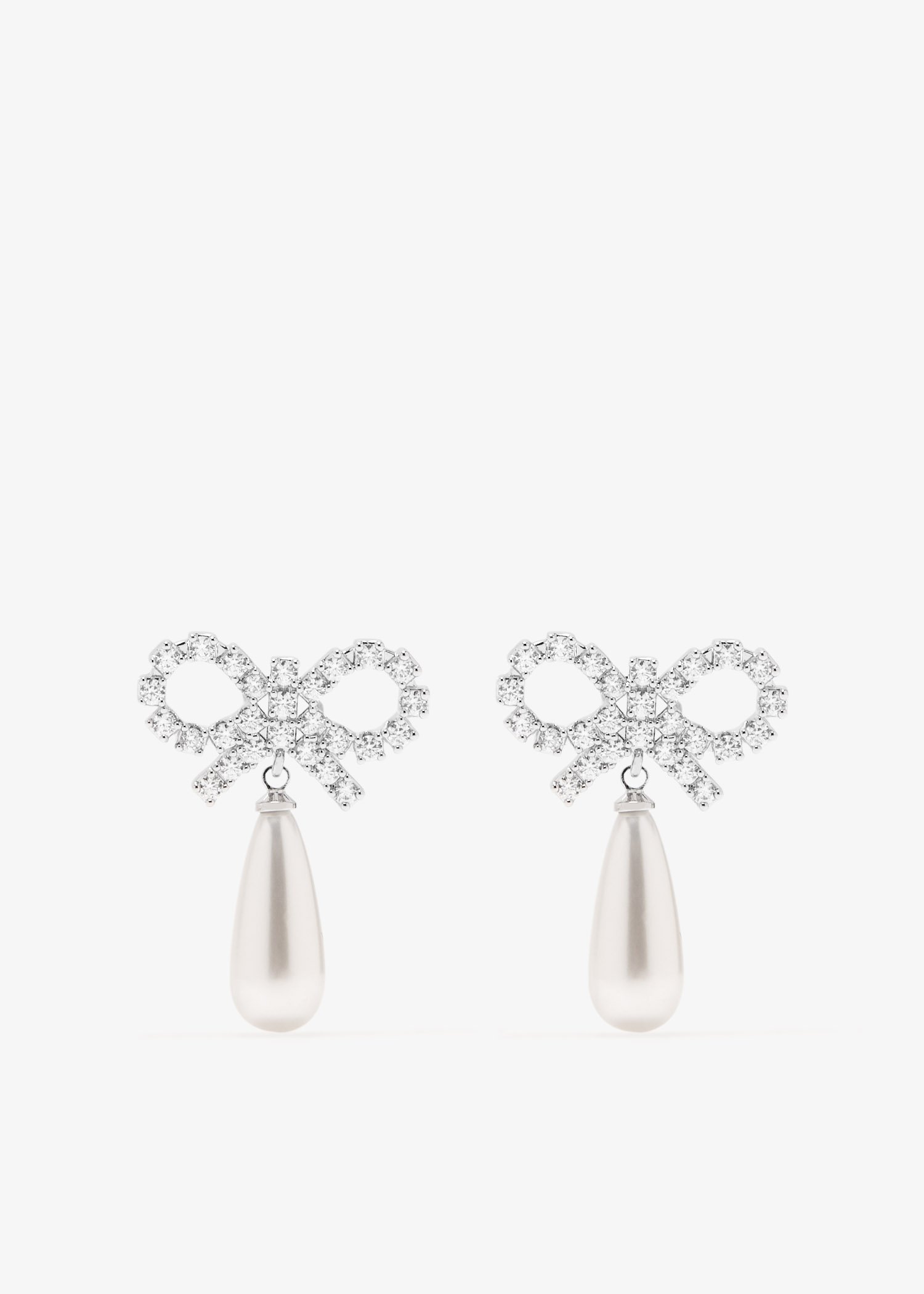 

Crystal Bow pearl earrings, Silver