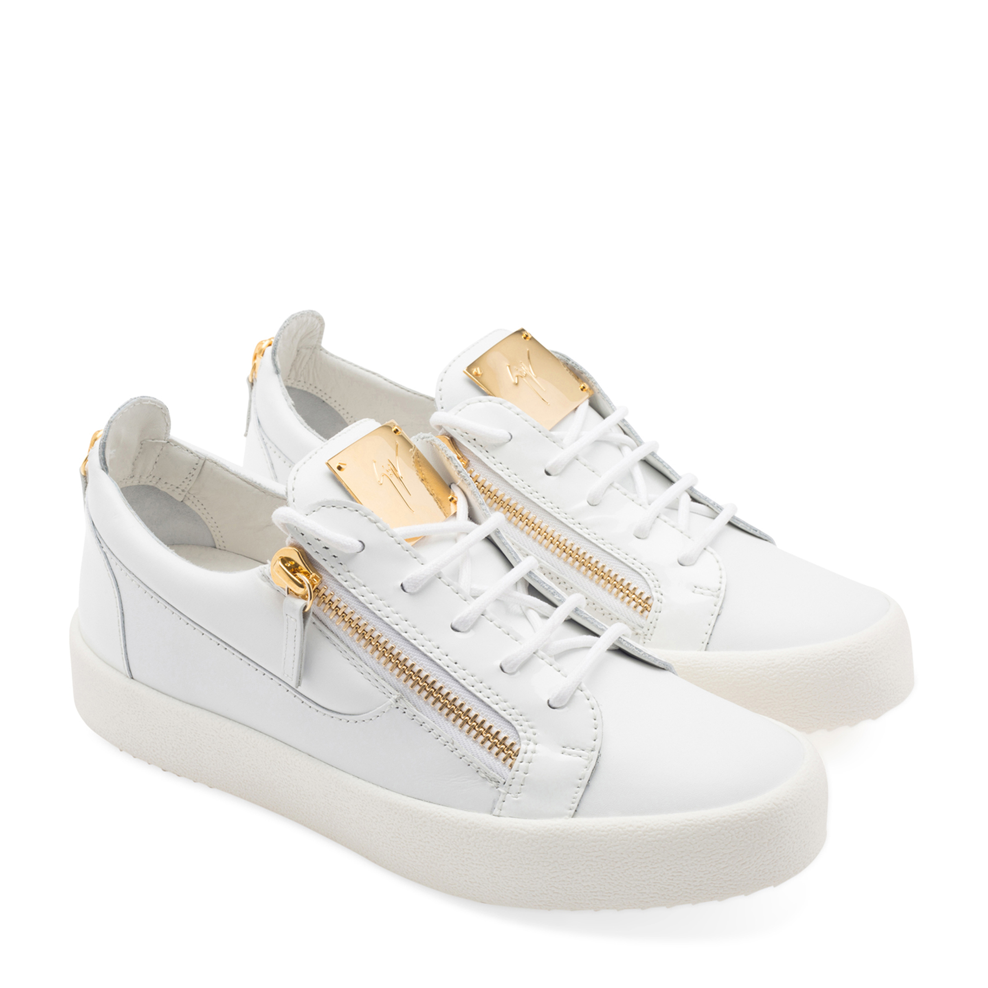 

Gold zip Low top Sneakers, White