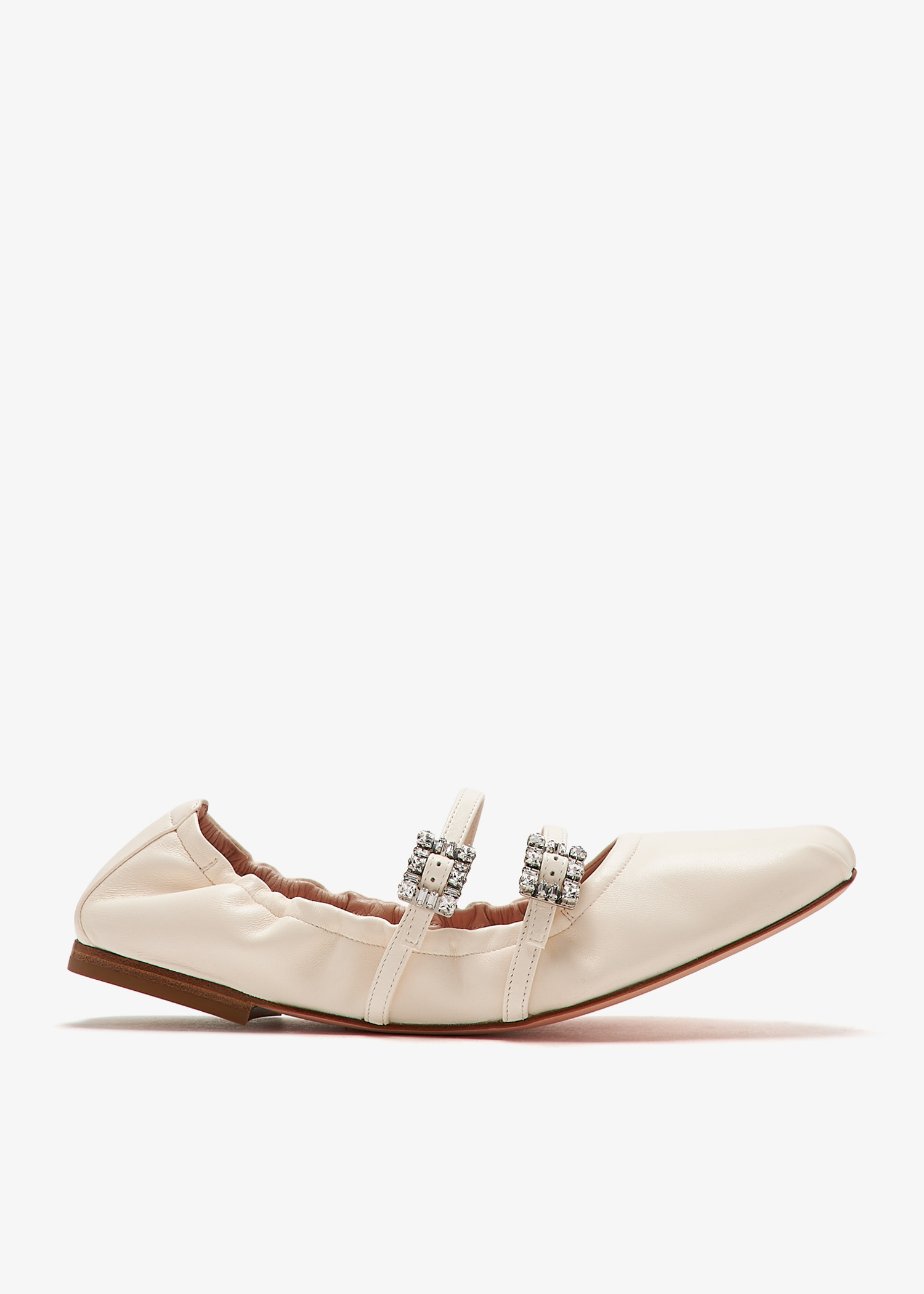 

Crystal-embellished Mary Janes, Beige