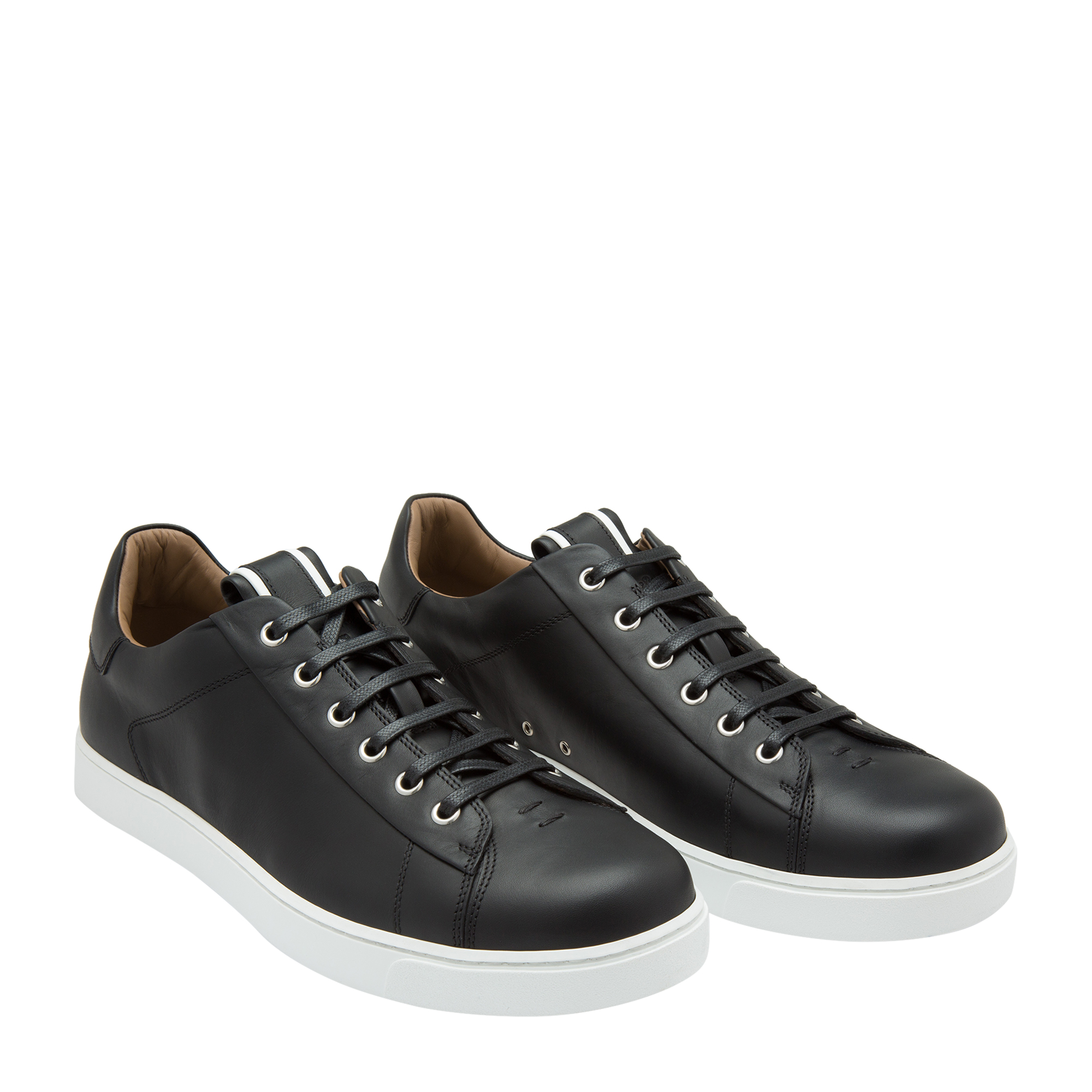 Low-top leather sneakers, Black