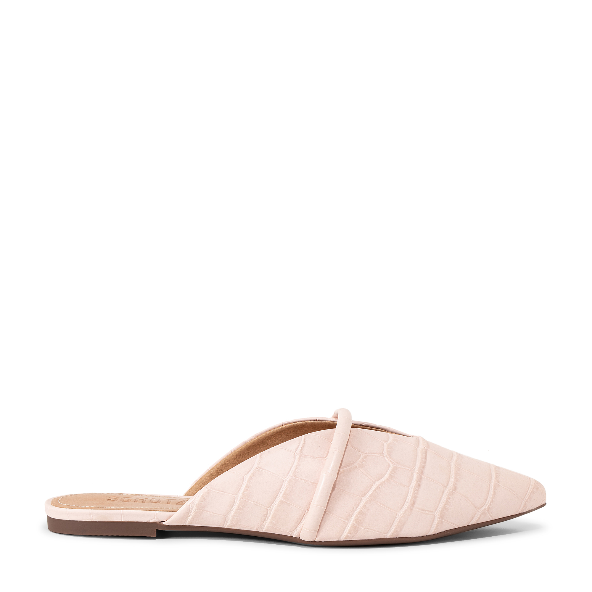 

Croc-effect mules, Pink