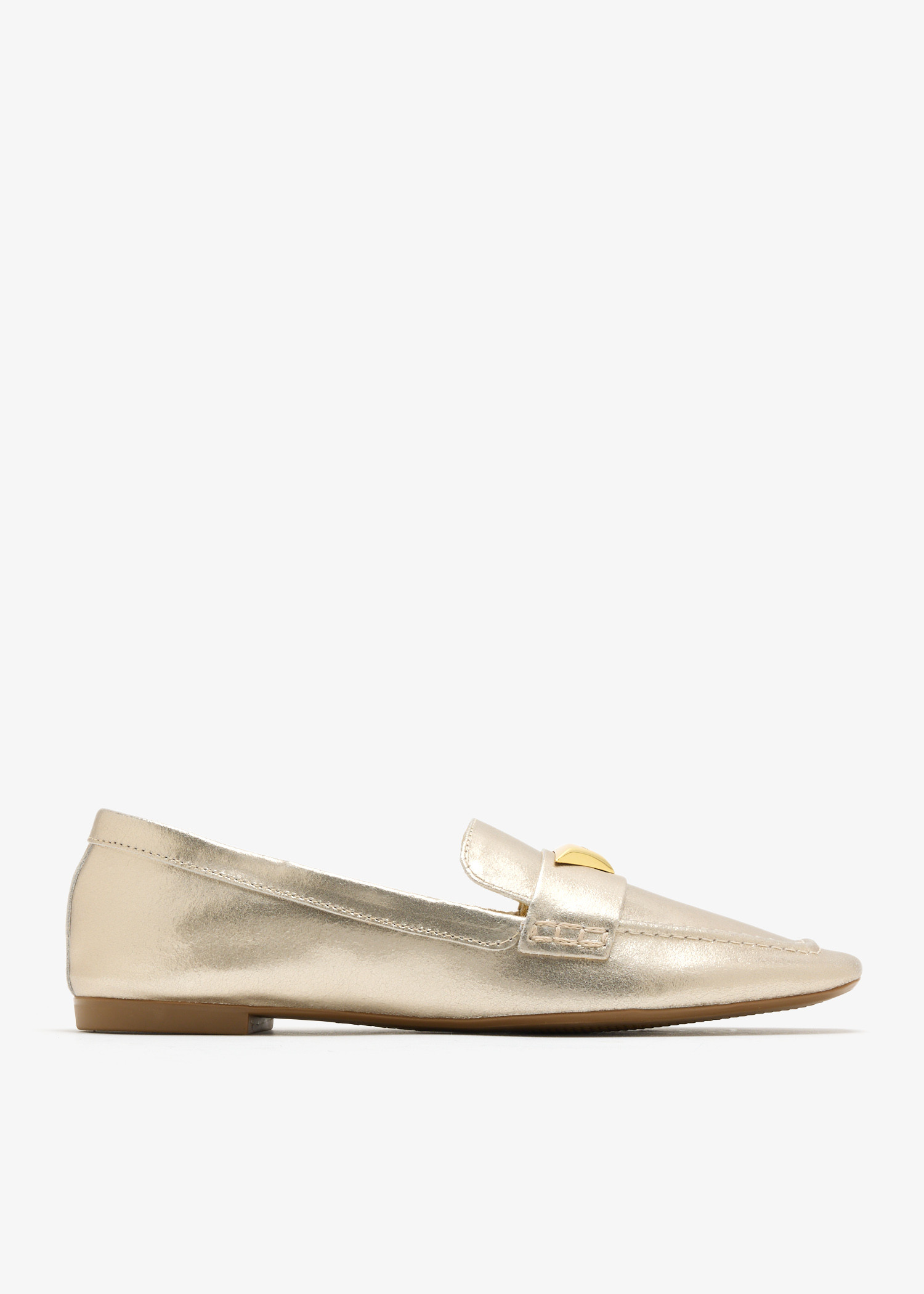 

Metallic leather loafers, Gold