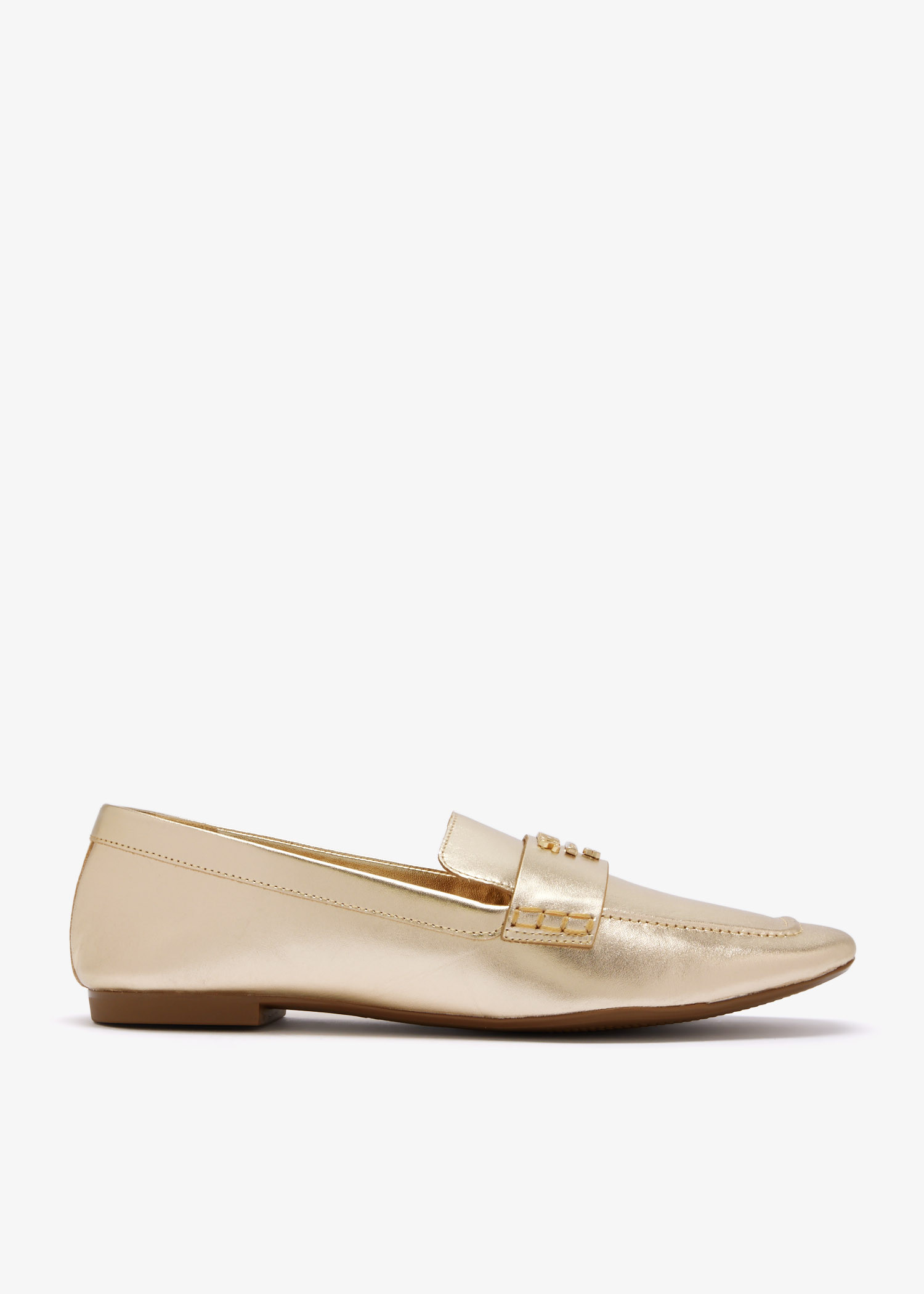 

Metallic leather loafers, Gold