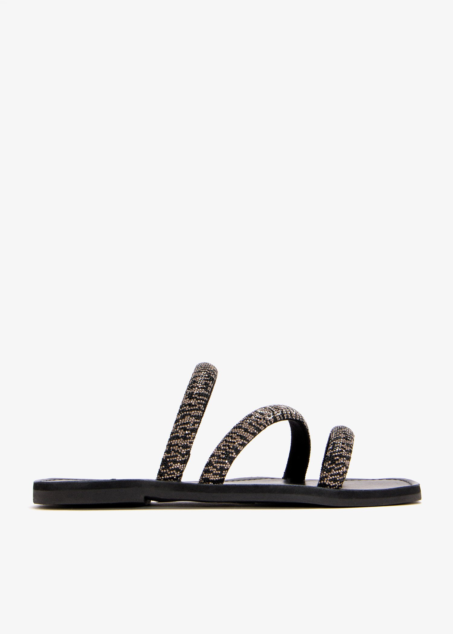 

Crystal logo flat sandals, Black