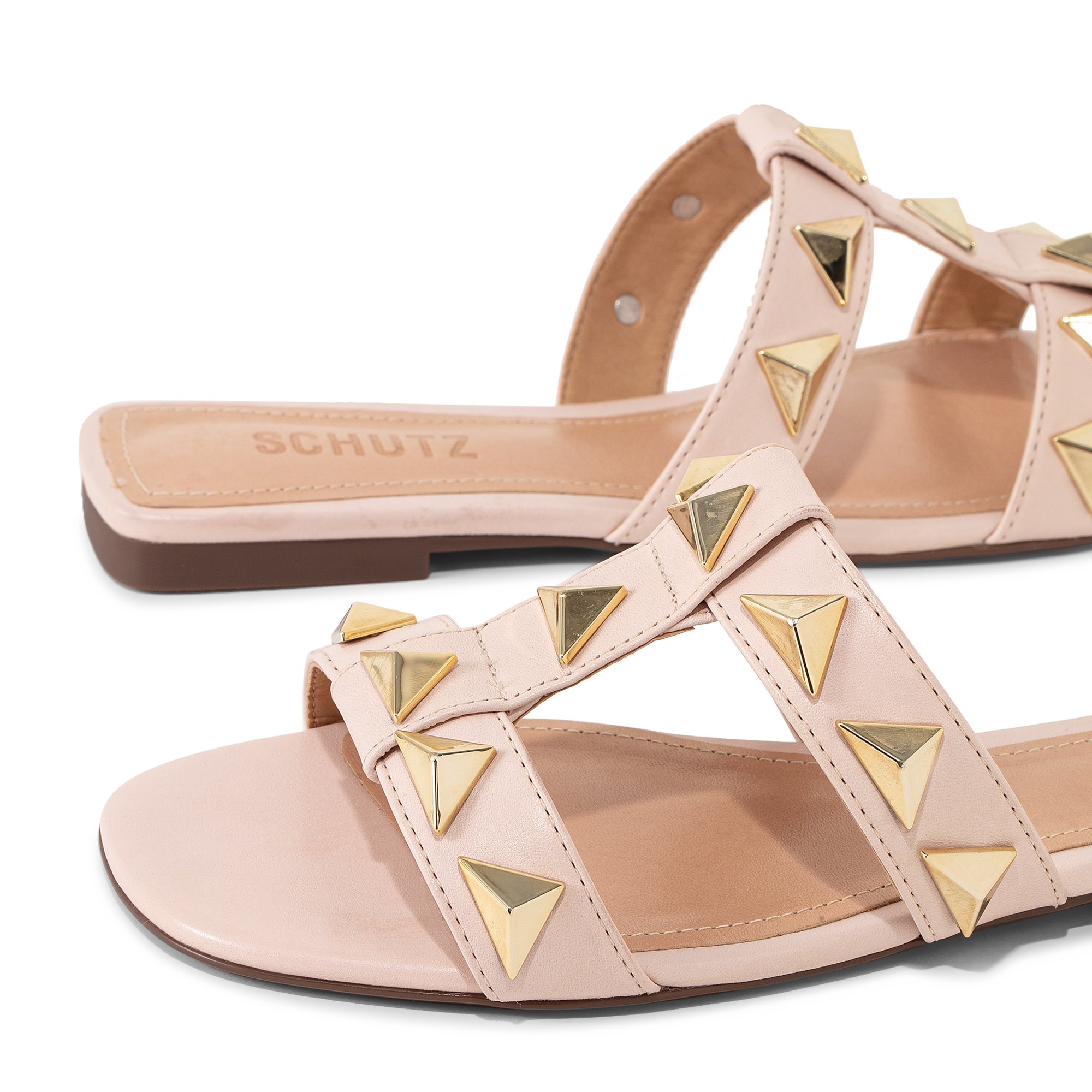 

Flat studded sandals, Pink