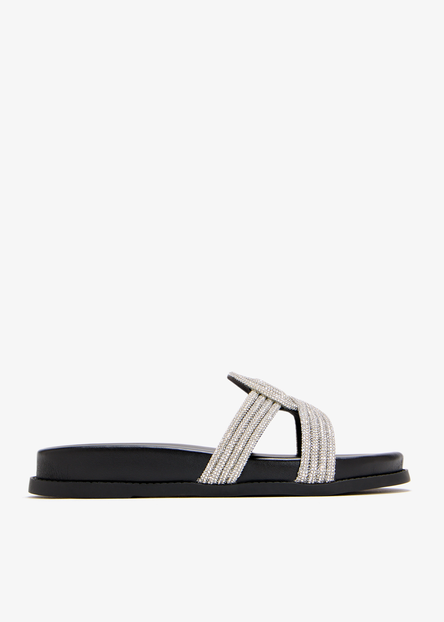 

Crystal flat sandals, Black