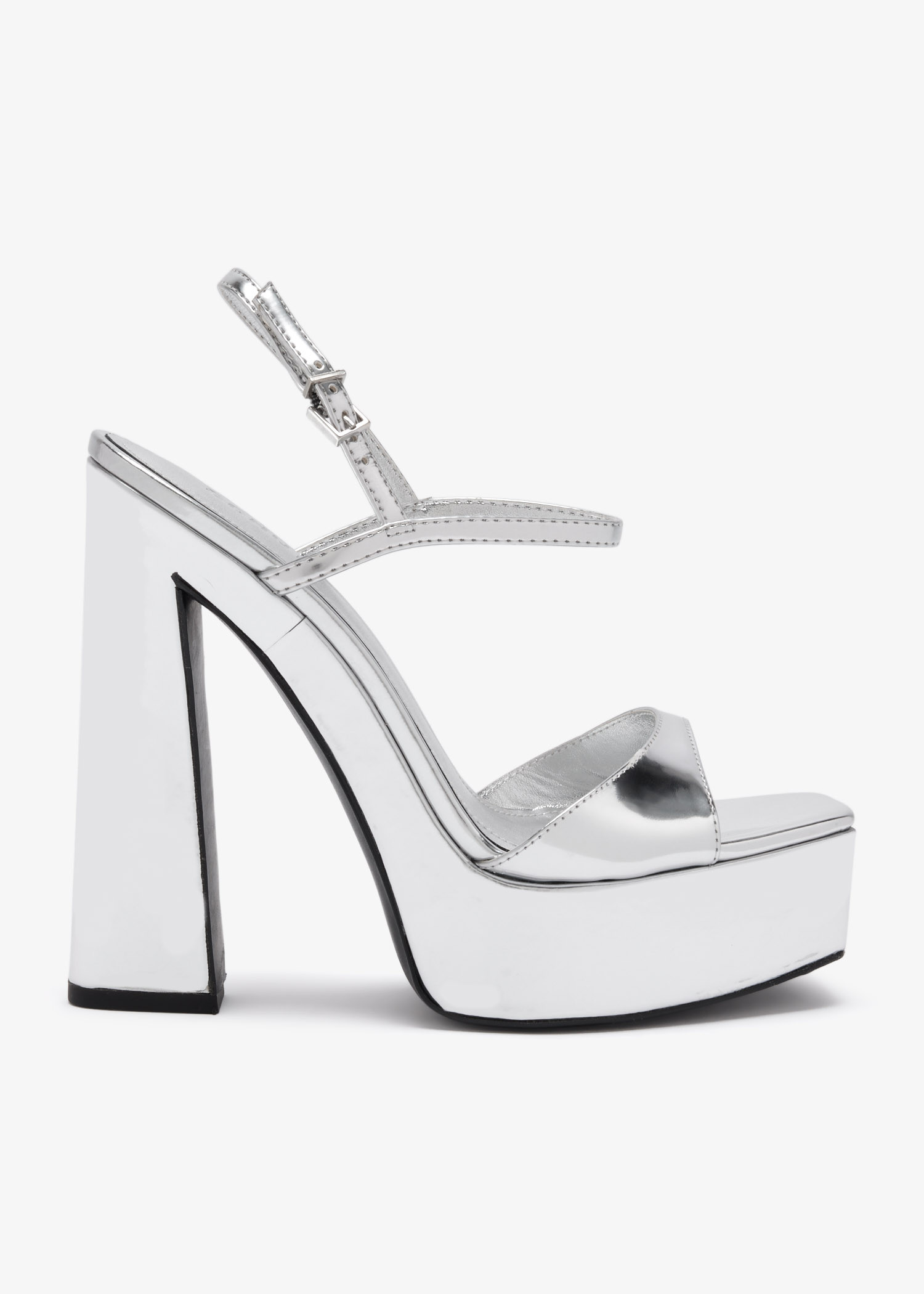 

Leather platform sandals, Silver