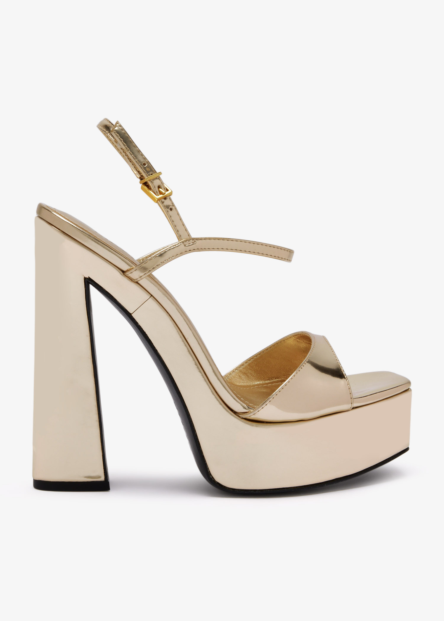 

Metallic leather platform sandals, Gold