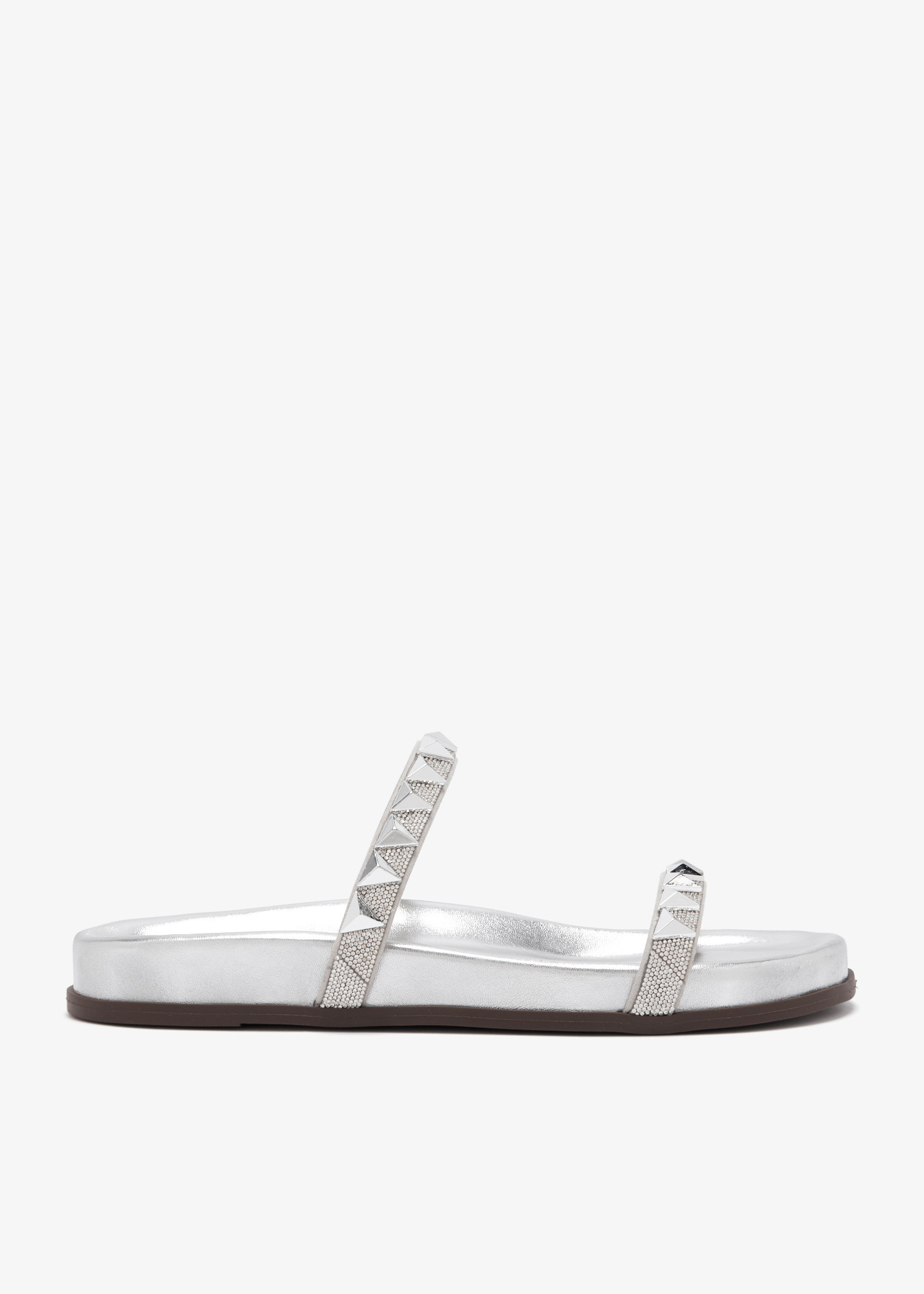 

Stud flat sandals, Silver