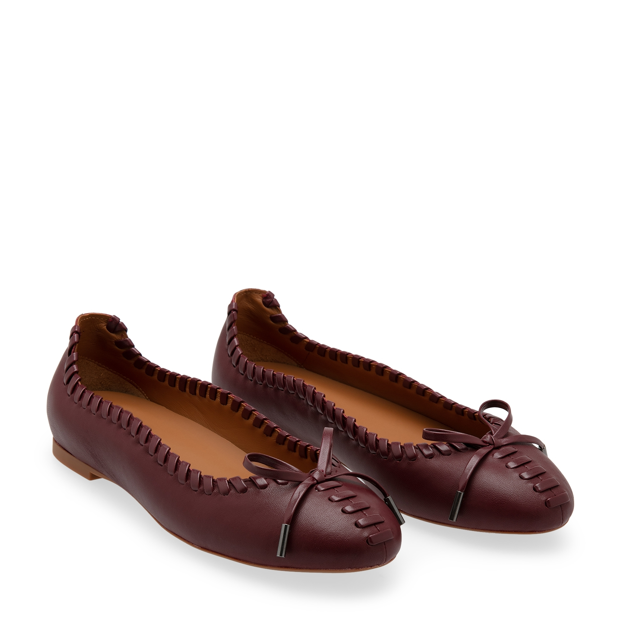 

Woven leather ballet flats, Brown
