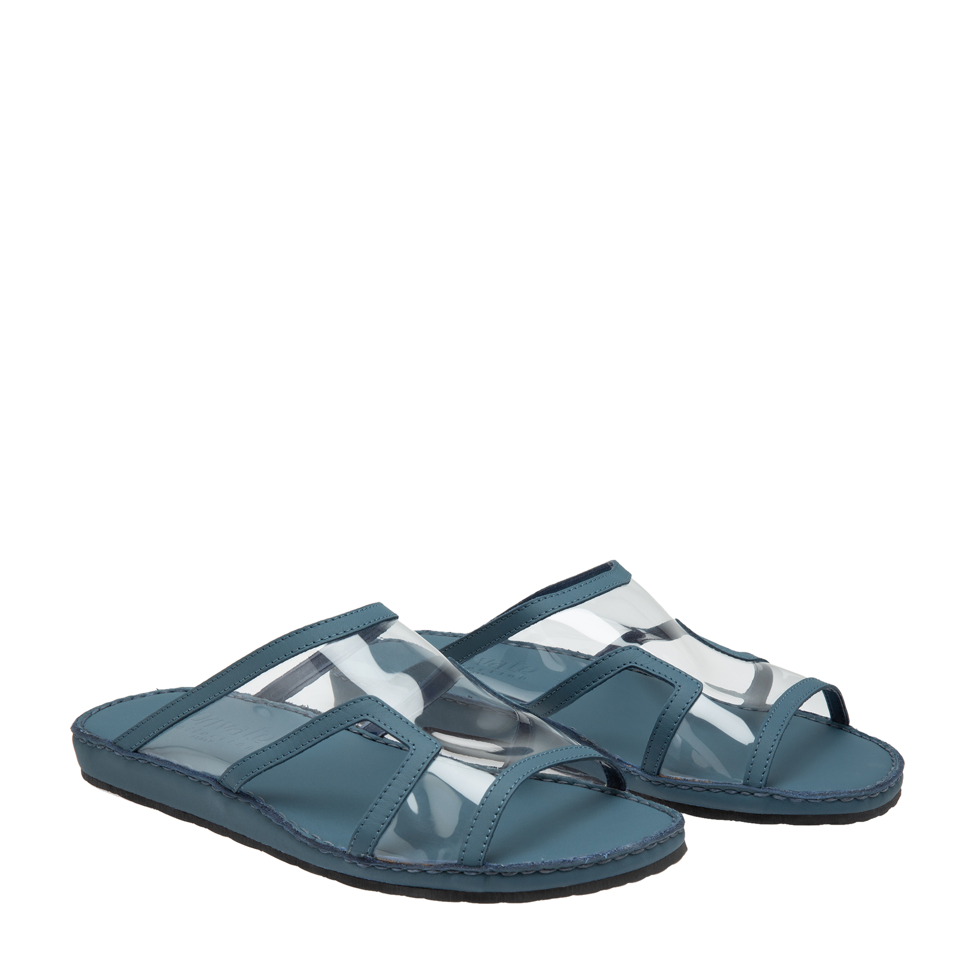 

Leather and PVC sandals, Blue