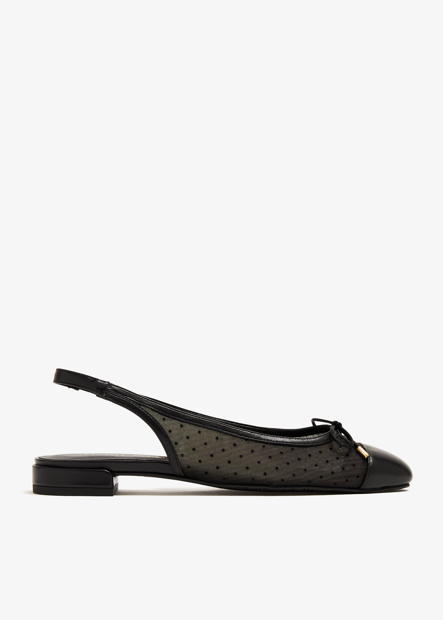 

Sleek bow slingback flats, Black