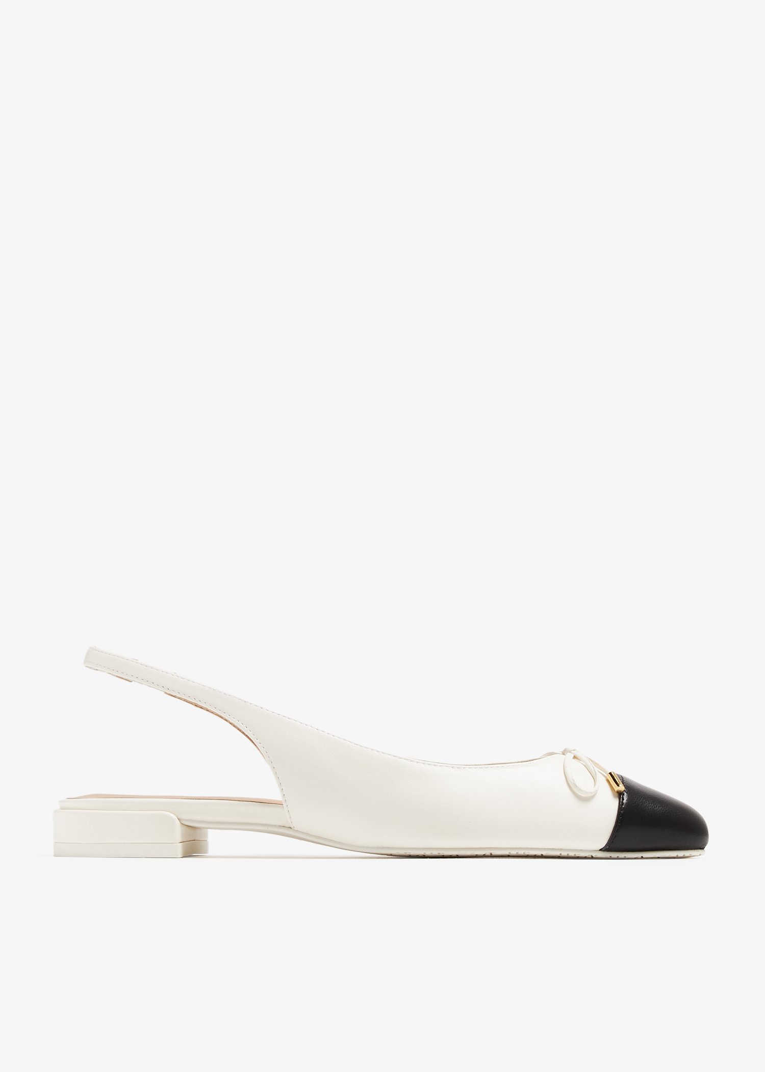 

Sleek bow slingback flats, White