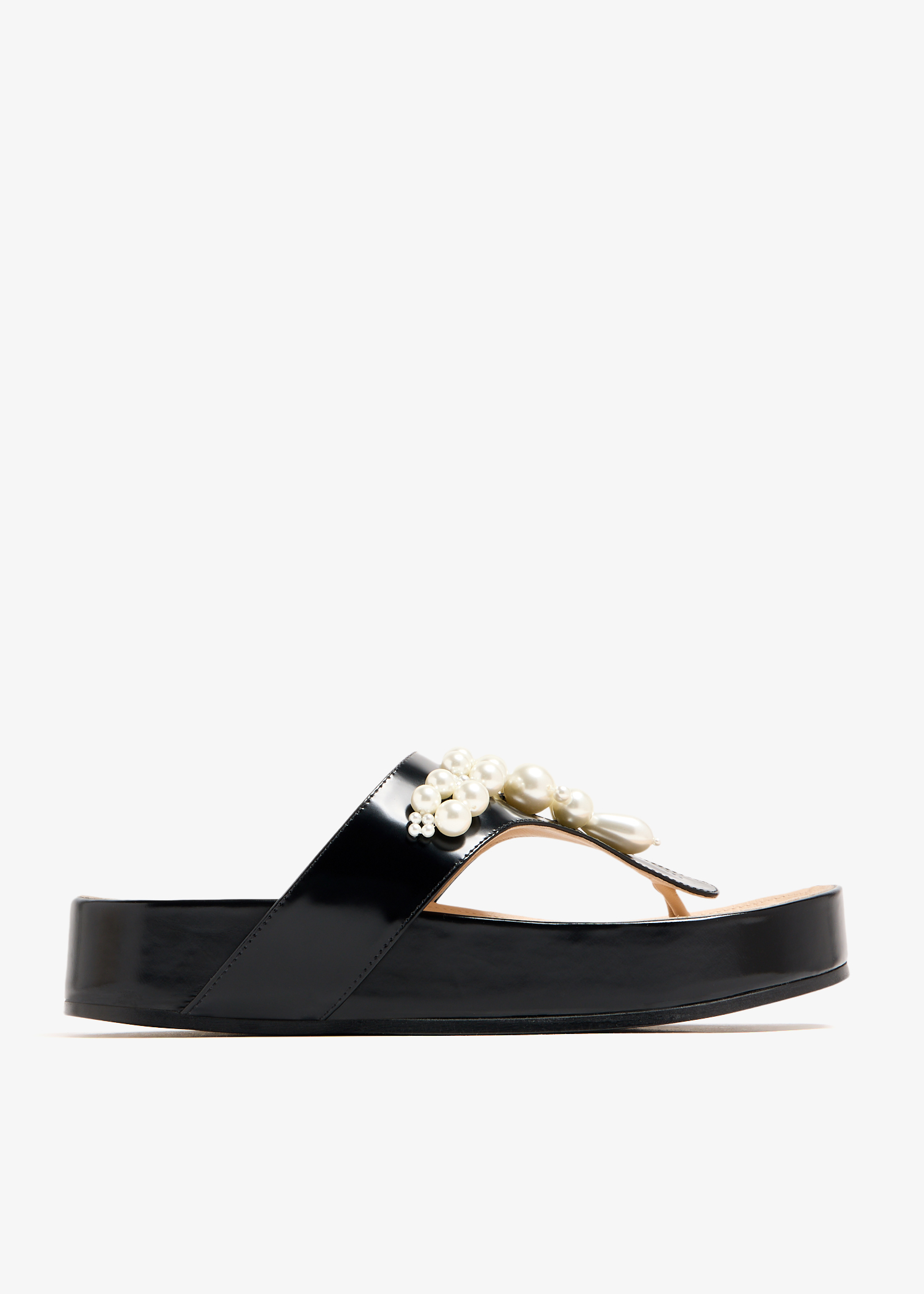 

Beaded thong sandals, Black