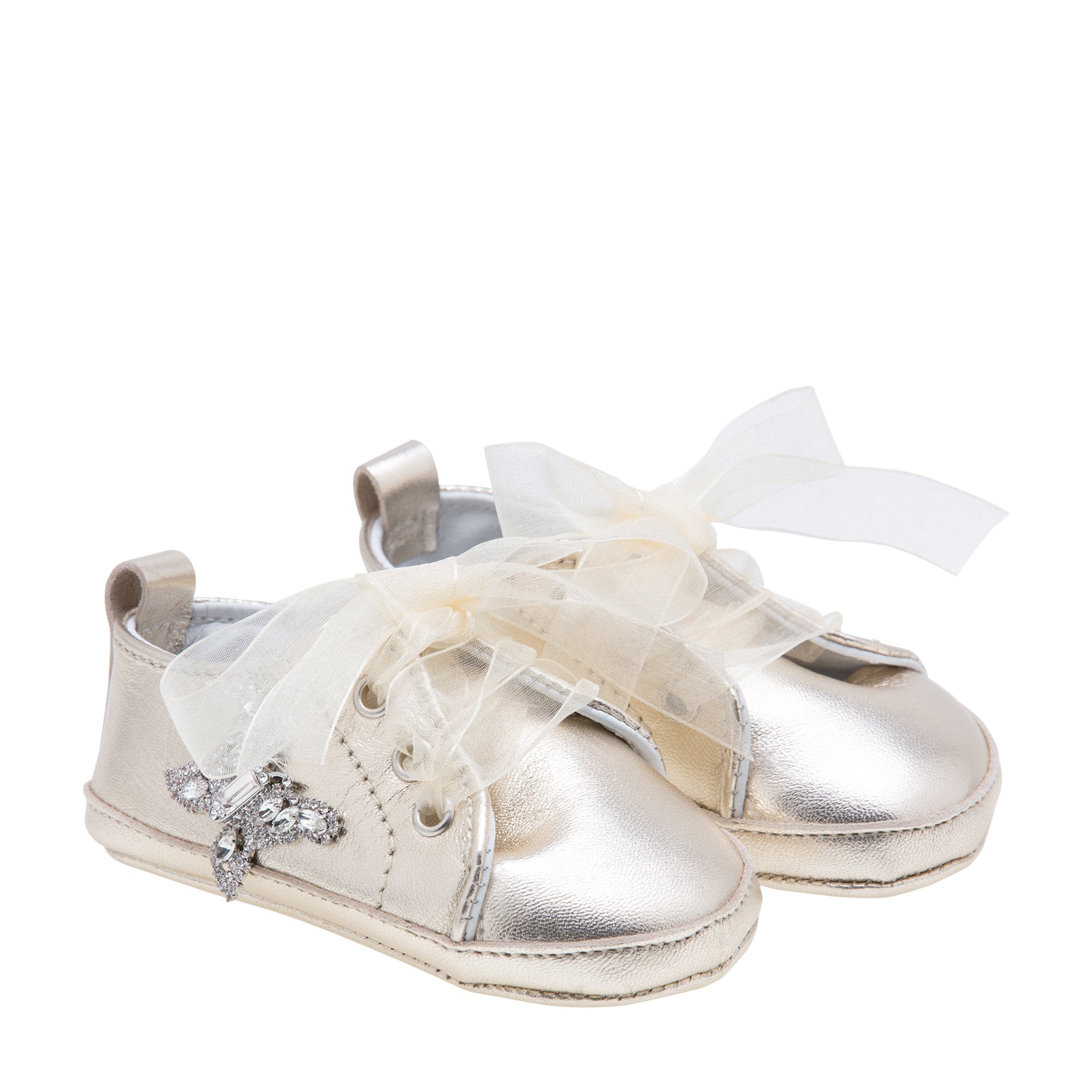 

Leather crib shoes, White