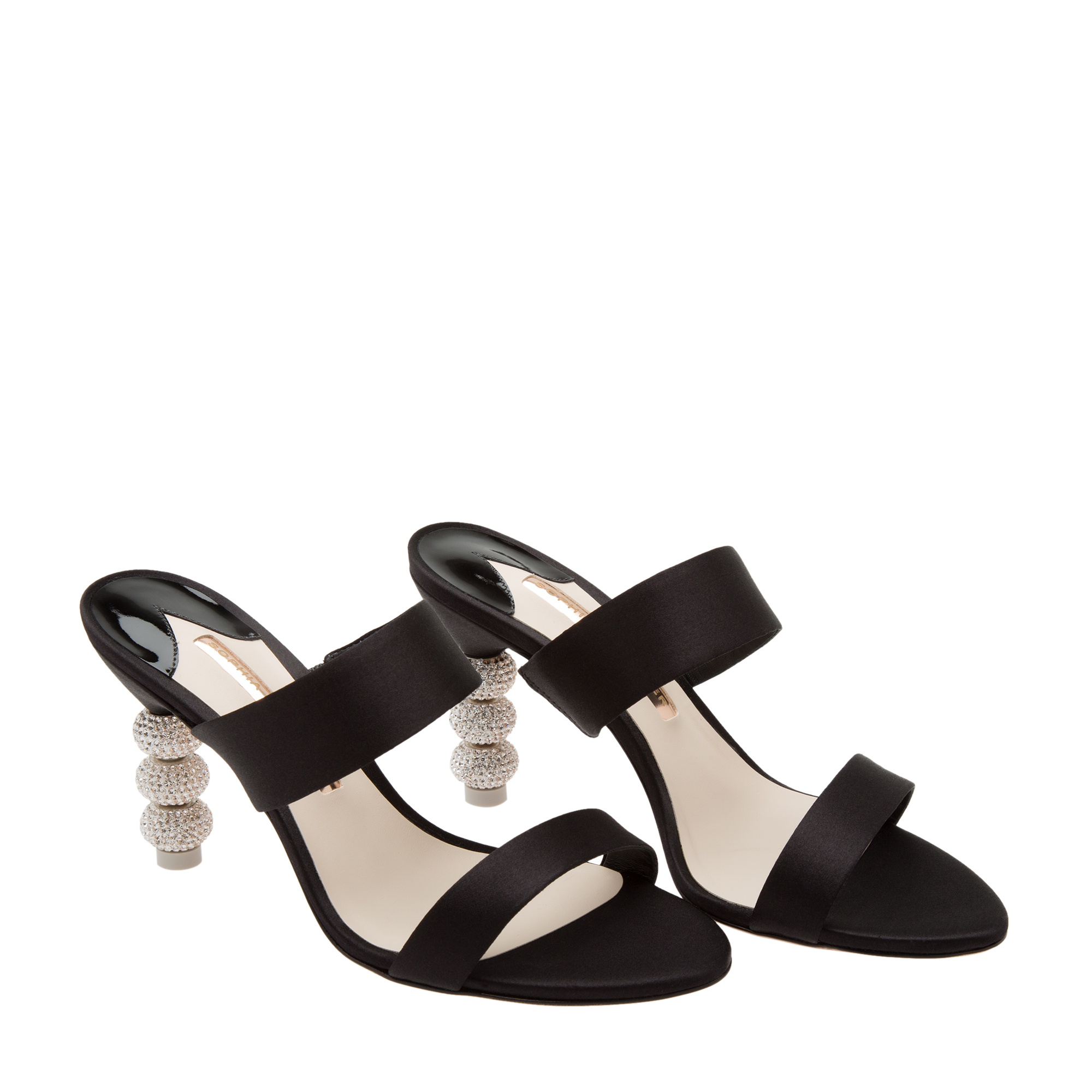 

Crystal-embellished satin sandals, Black