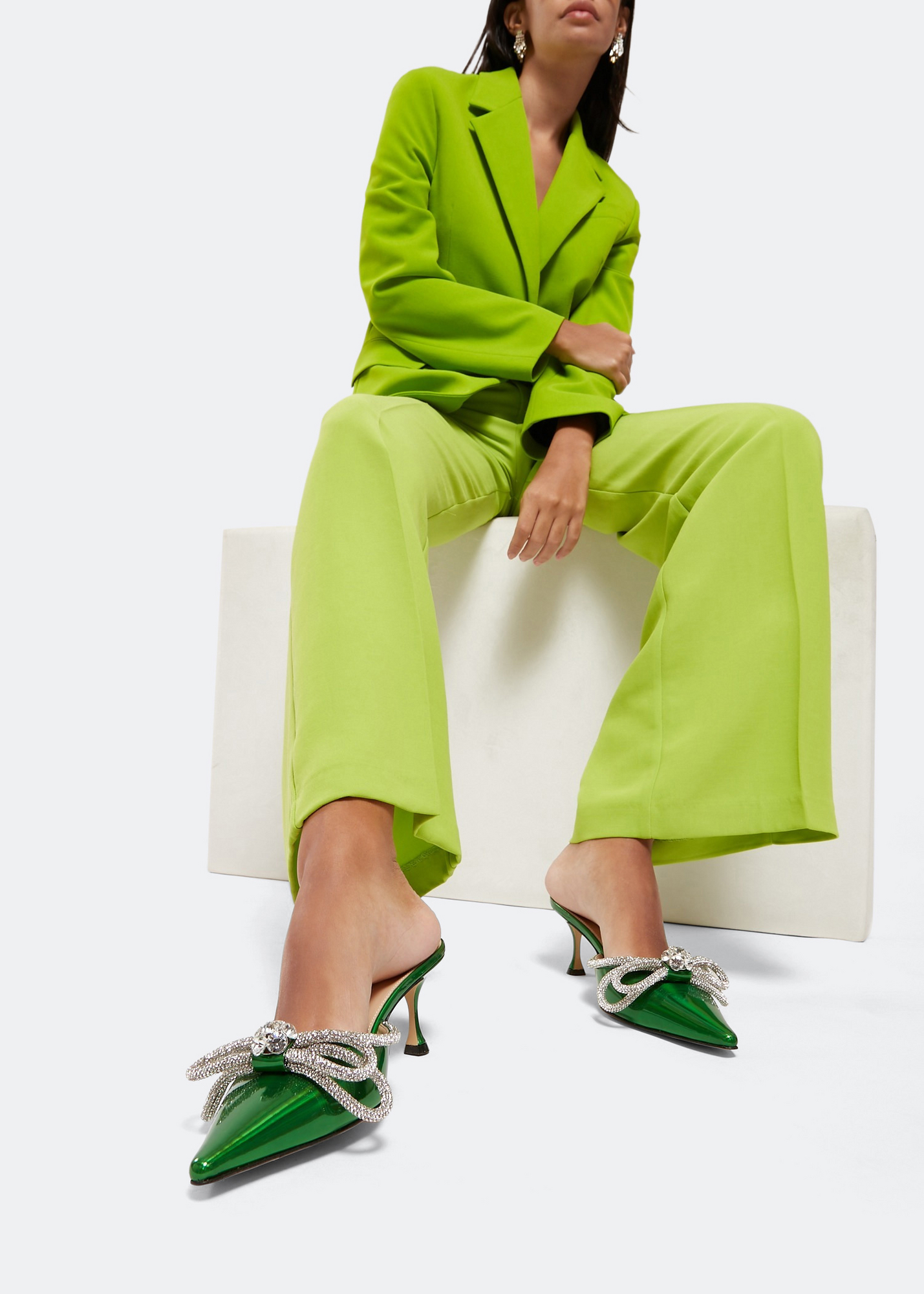 

Double Bow mules, Green