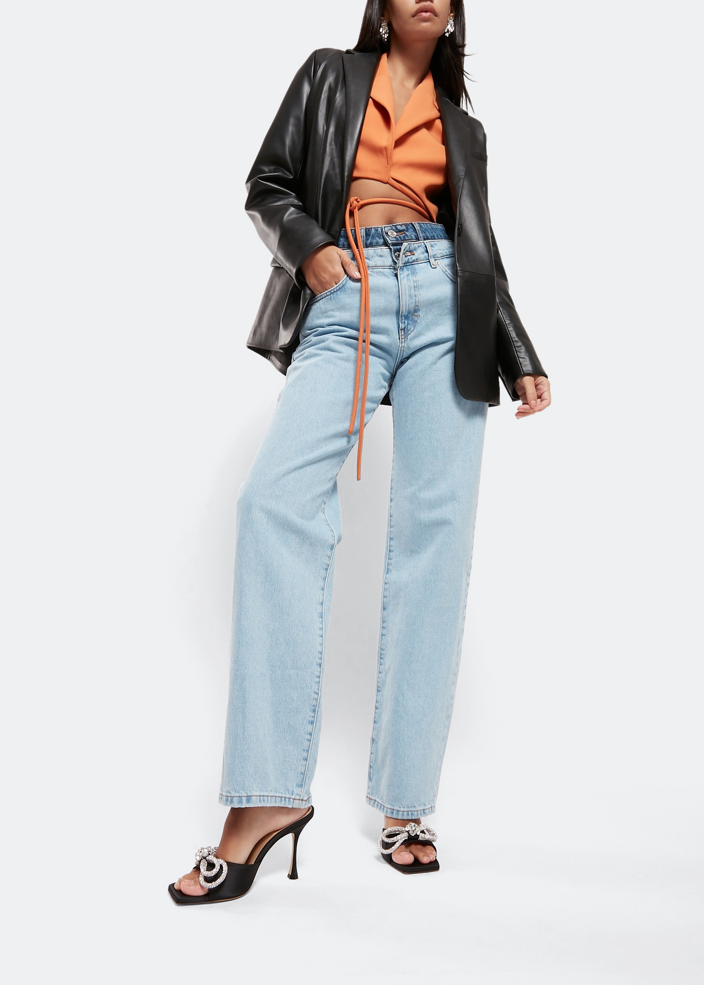 

Double Bow mules, Black