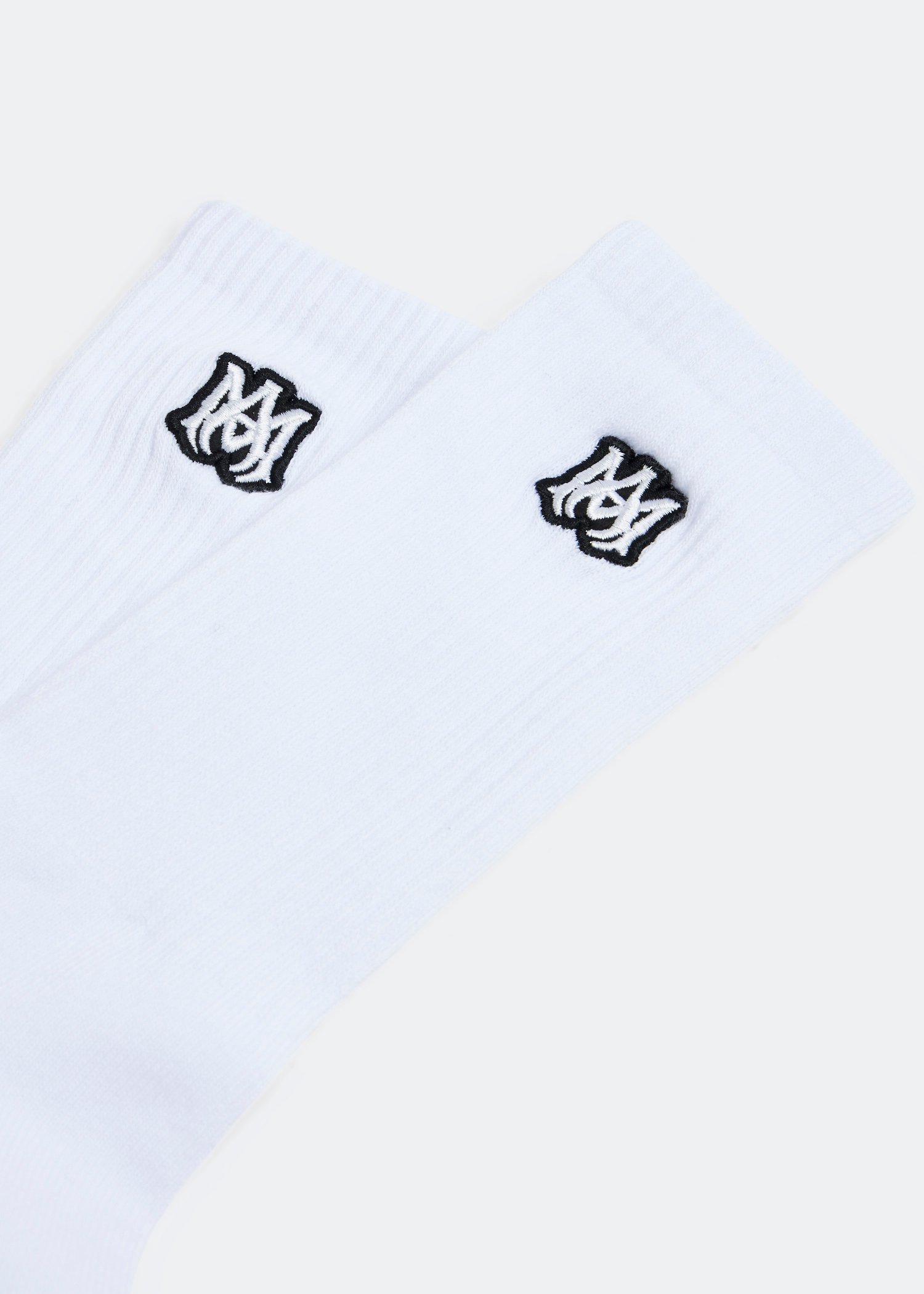 

M.A. Embroidered patch socks, White