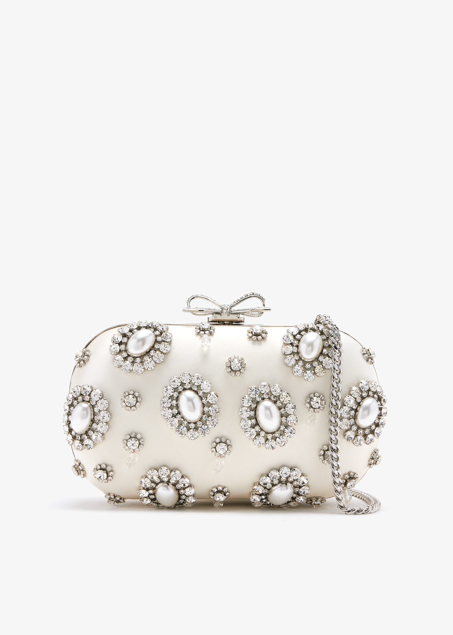 

Crystal-embellished clutch, White