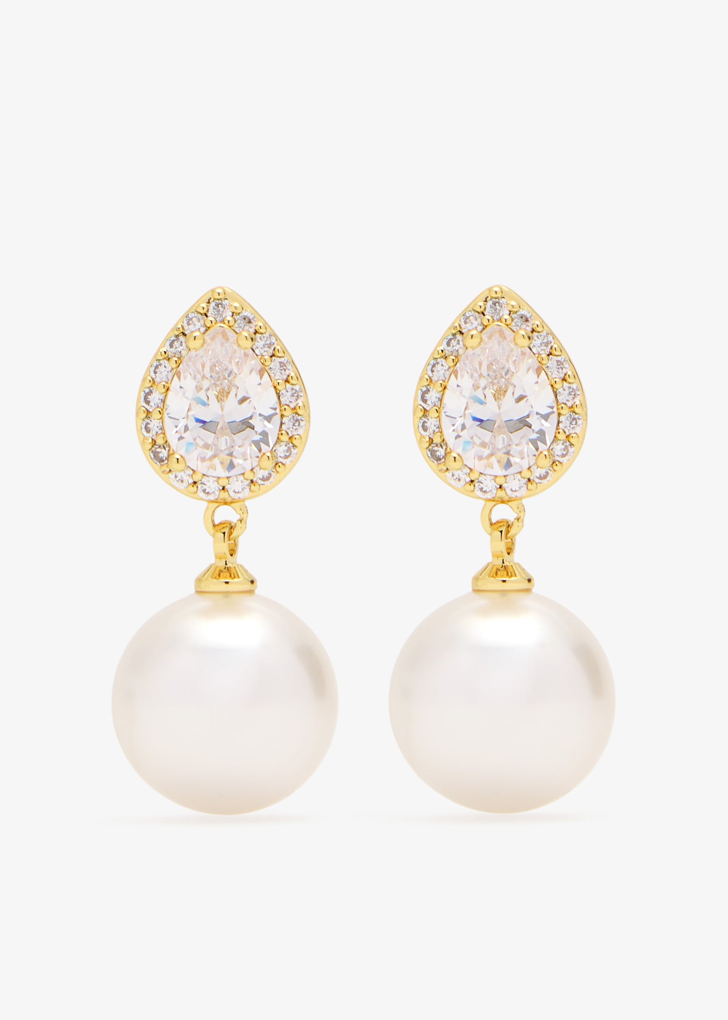 

Crystal pearl drop earrings, Gold