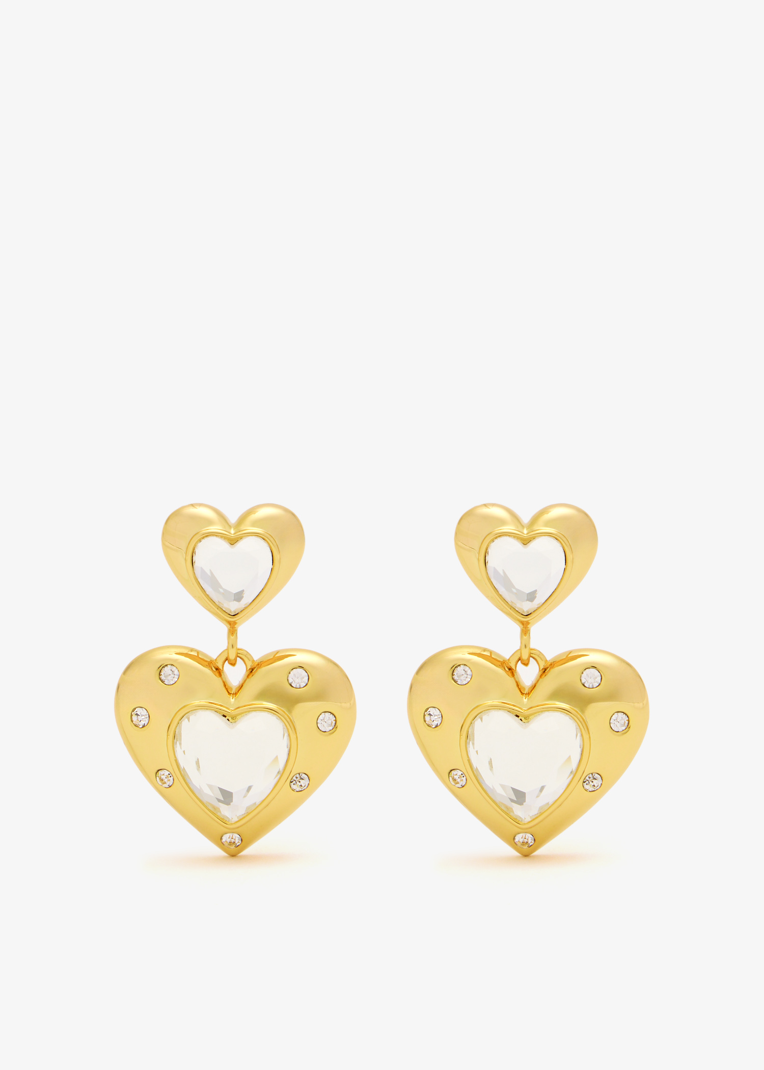 

Crystal Heart tiered earrings, Gold